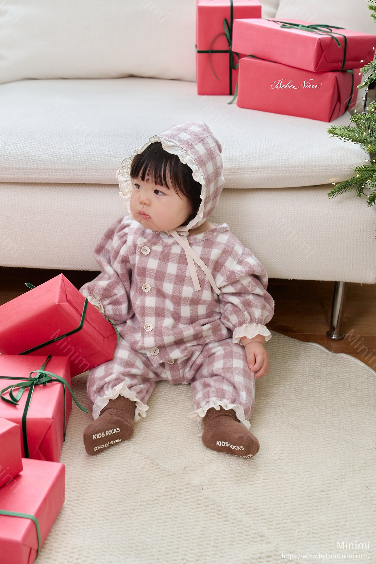 bebe nine Loopy Check Frill Romper 細節圖 3