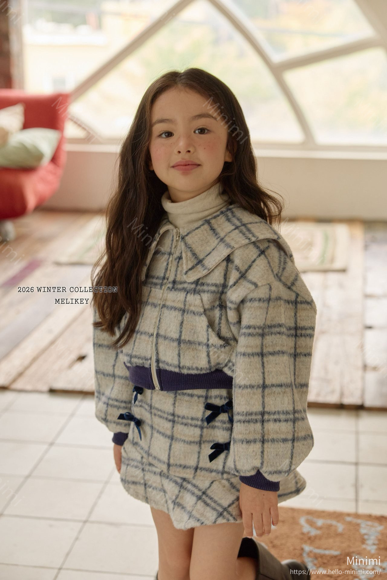 Melikey Wool Check Zip-up 韓國童裝現貨