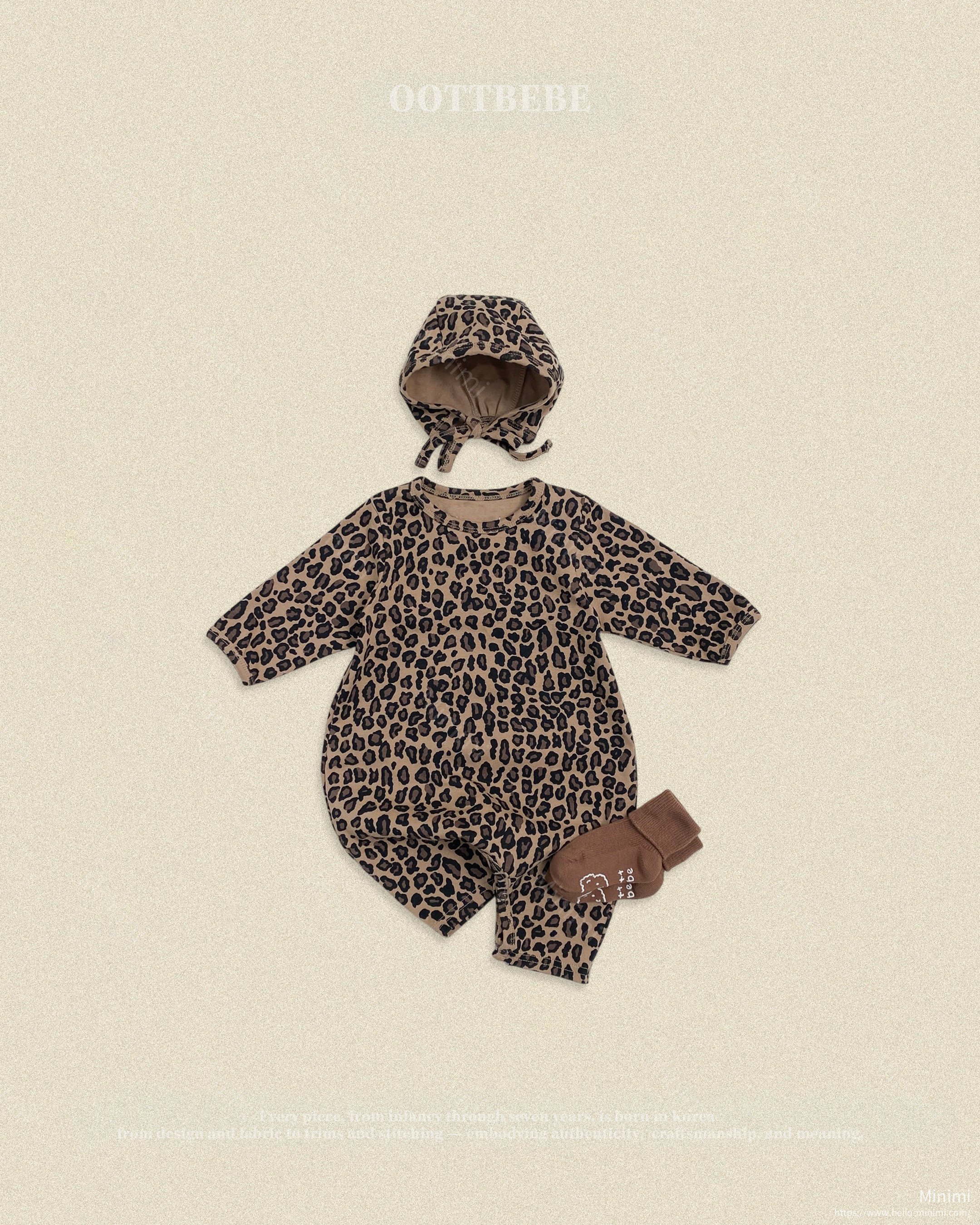 oott bebe Little Leopard Full Bodysuit + Bonnet Set 細節圖 2