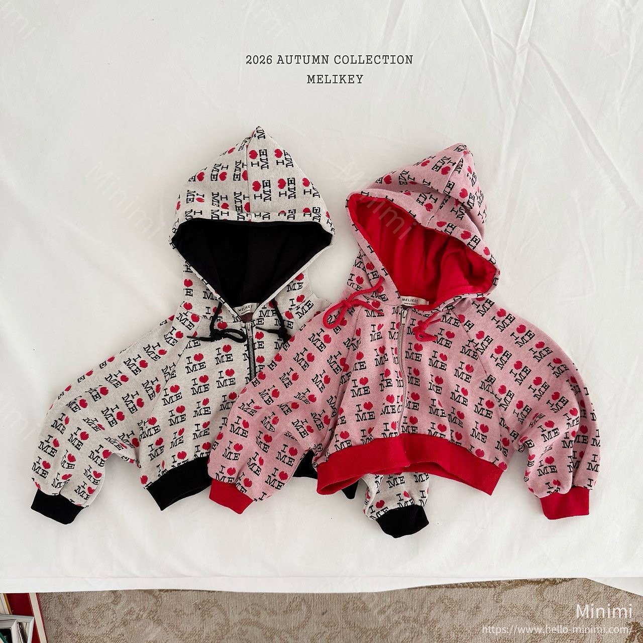 Melikey Love Me Hooded Zip-up - 韓國童裝代購主圖