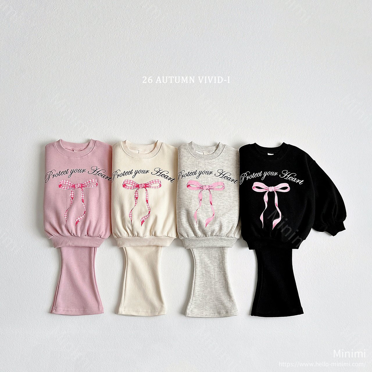 VIVID-I Pink Ribbon Flared Set - 韓國童裝代購主圖
