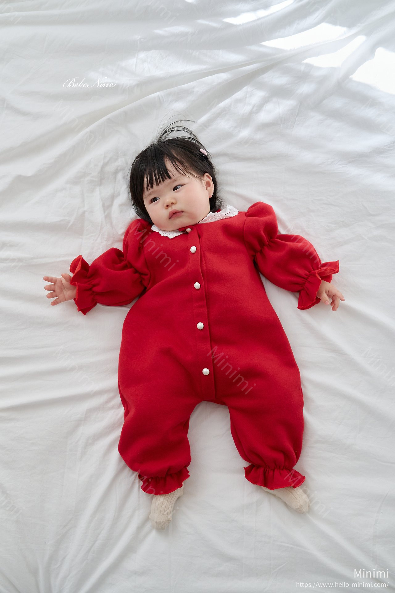 bebe nine Puff-Sleeve Lace Romper 細節圖 8
