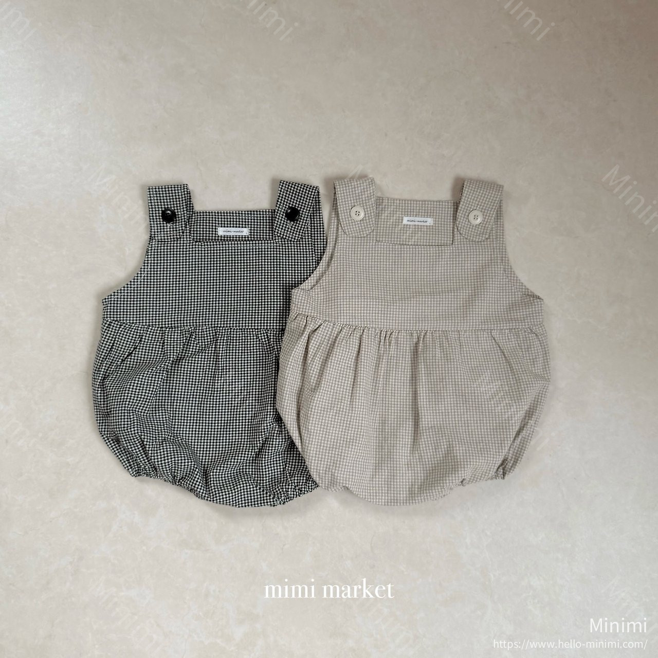 mimi-market Check Suspender Suit - 韓國童裝代購主圖