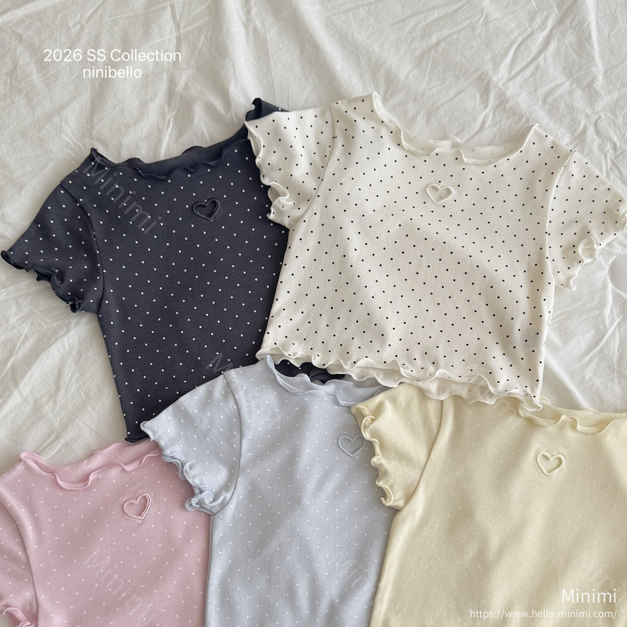 ninibello Dot Heart Punching T-shirt - 韓國童裝代購主圖