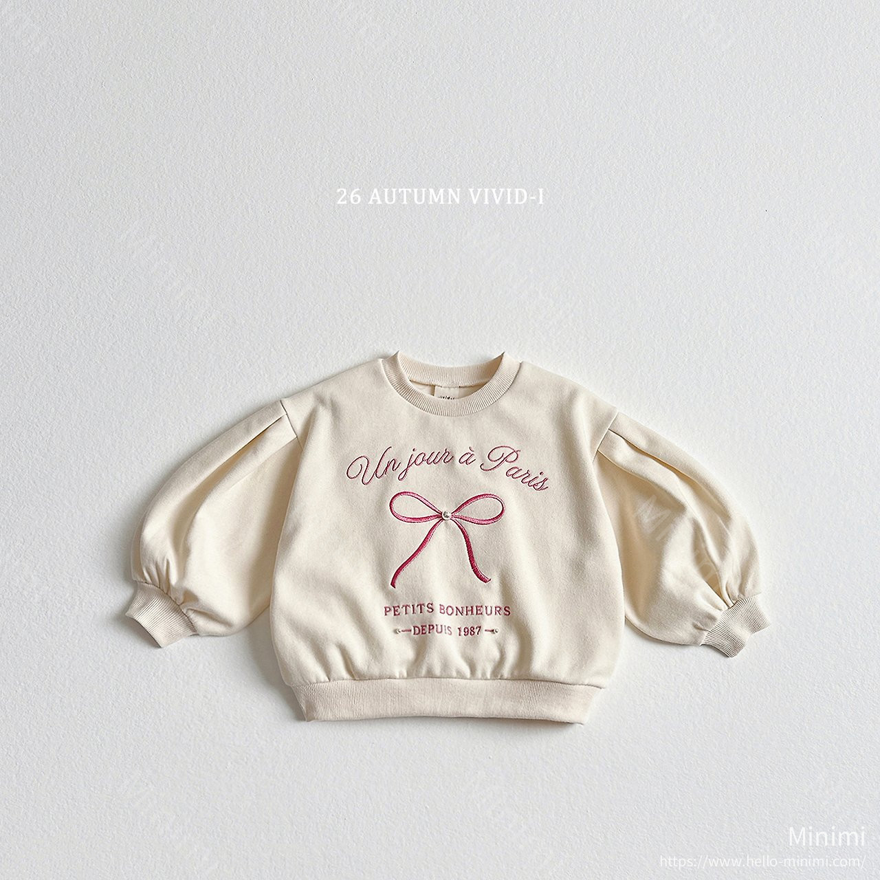 VIVID-I Ribbon Pearl Puff Sweatshirt 細節圖 3