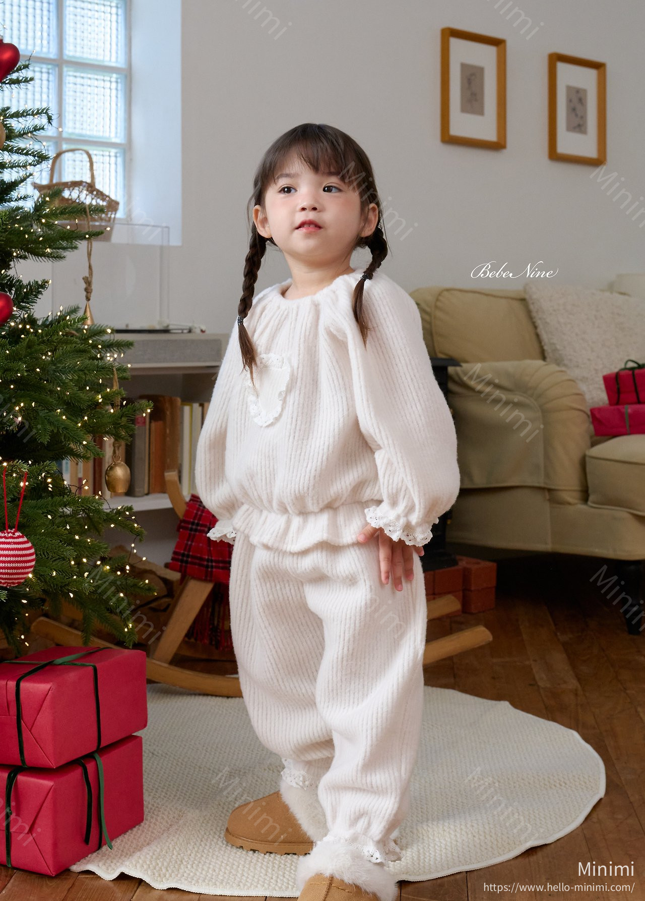 bebe nine Heart Brushed-Lining Frill Top 細節圖 3