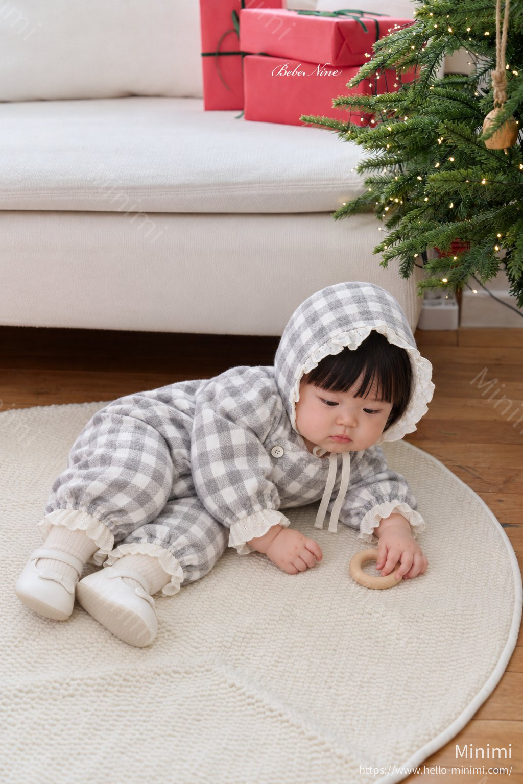 bebe nine Loopy Check Frill Romper 細節圖 16