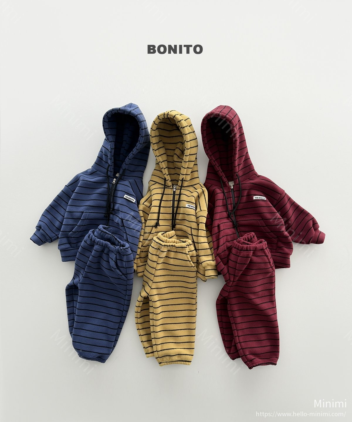 BONITO Uri Stripe Hood Zip-up Set 韓國童裝現貨