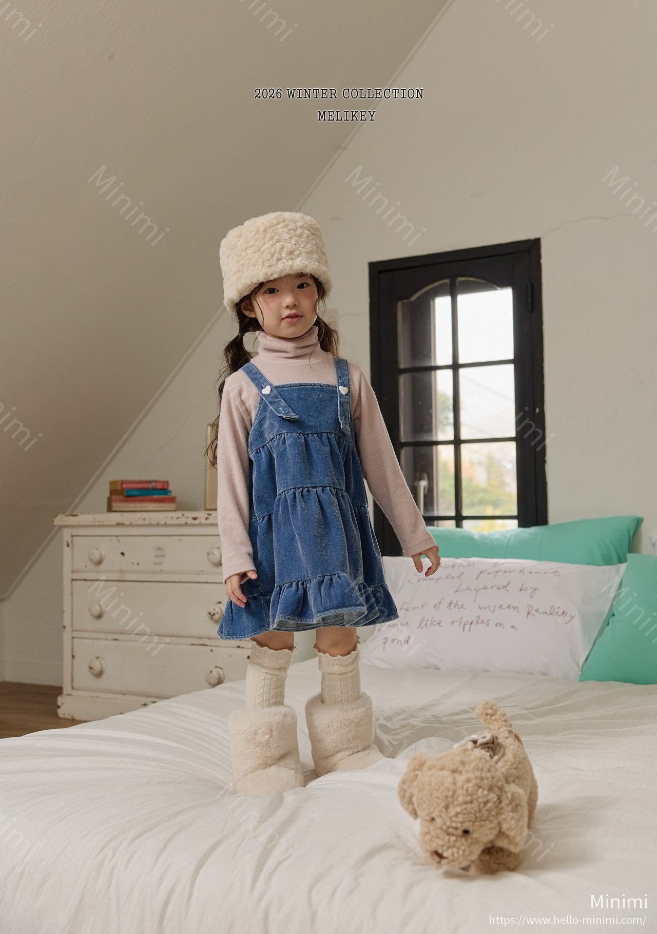 Melikey Tiered Velvet Denim Dress 細節圖 3