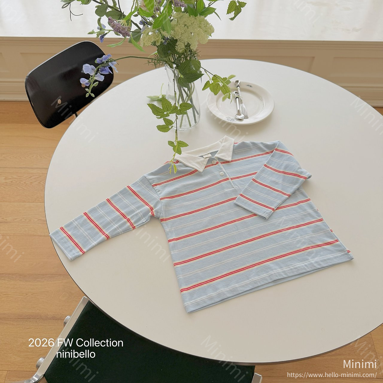 ninibello Milky Stripe Collar T-shirt 細節圖 6