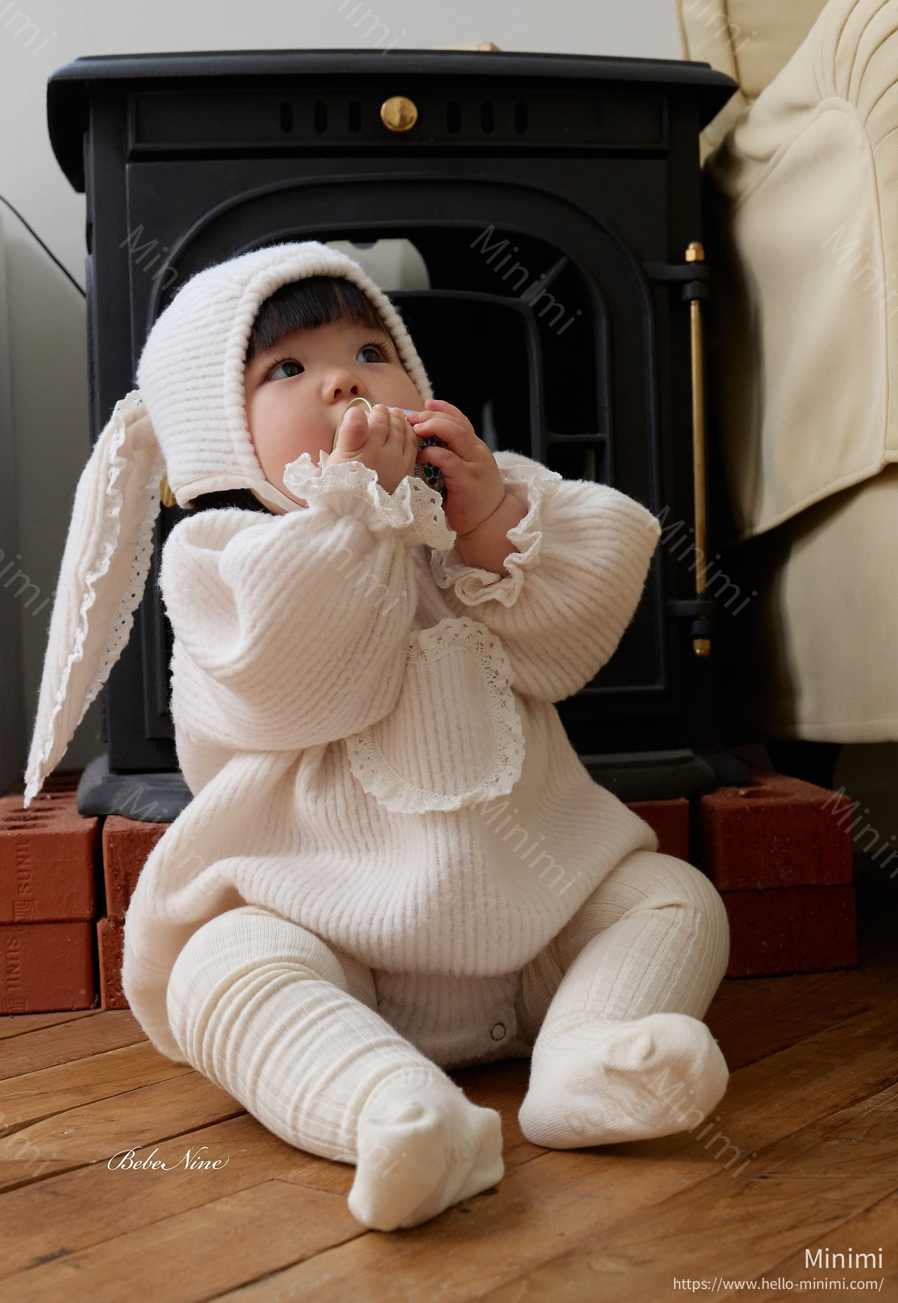 bebe nine Heart Brushed-Lining Frill Romper 細節圖 7