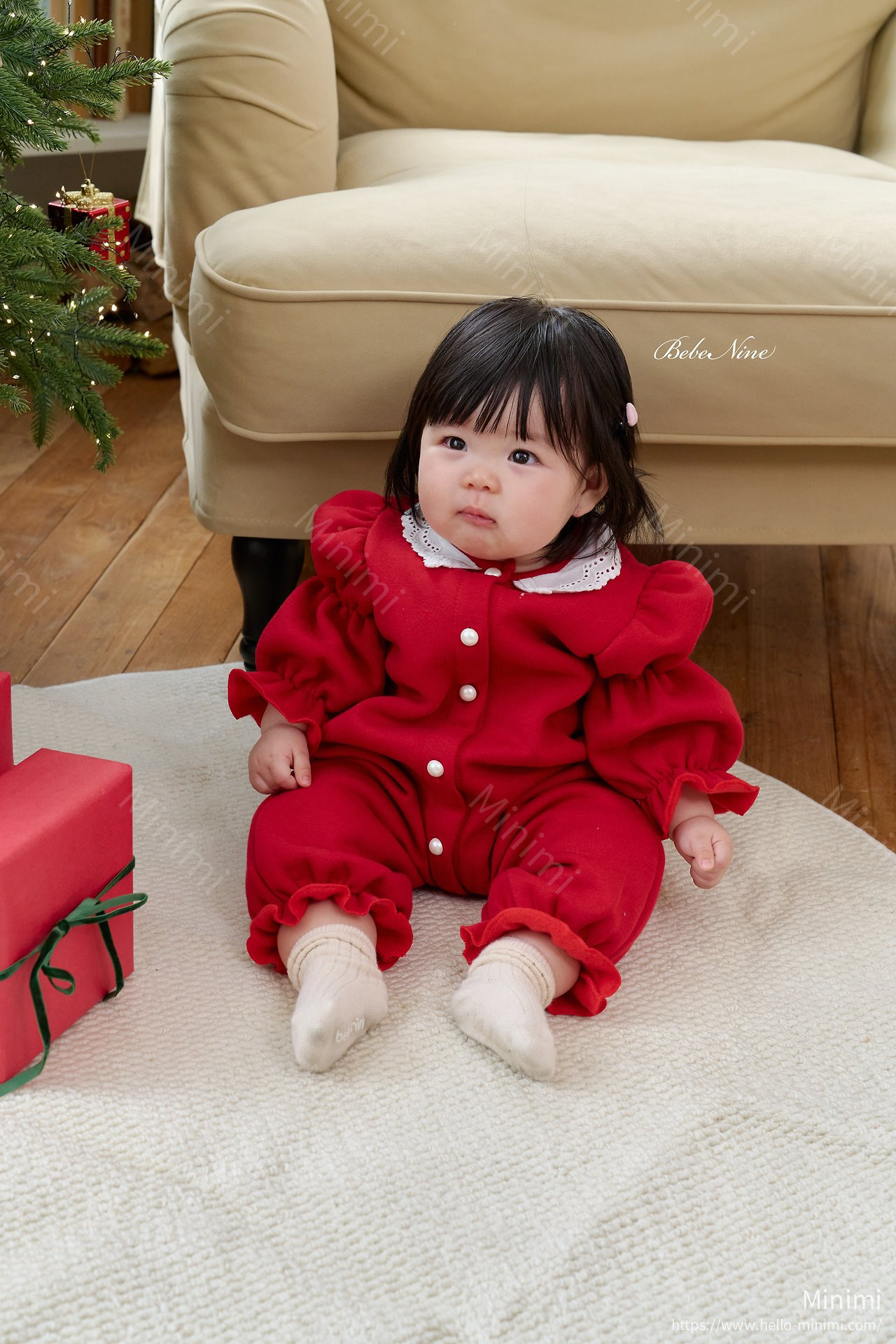 bebe nine Puff-Sleeve Lace Romper 細節圖 3