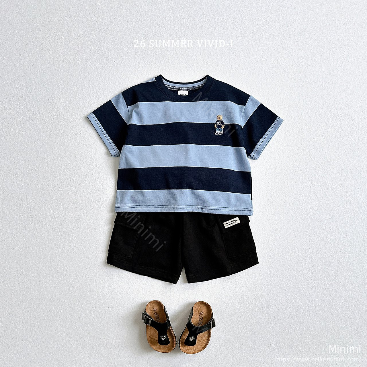 VIVID-I Thick Stripe Bear Embroidery T-Shirt 細節圖 17