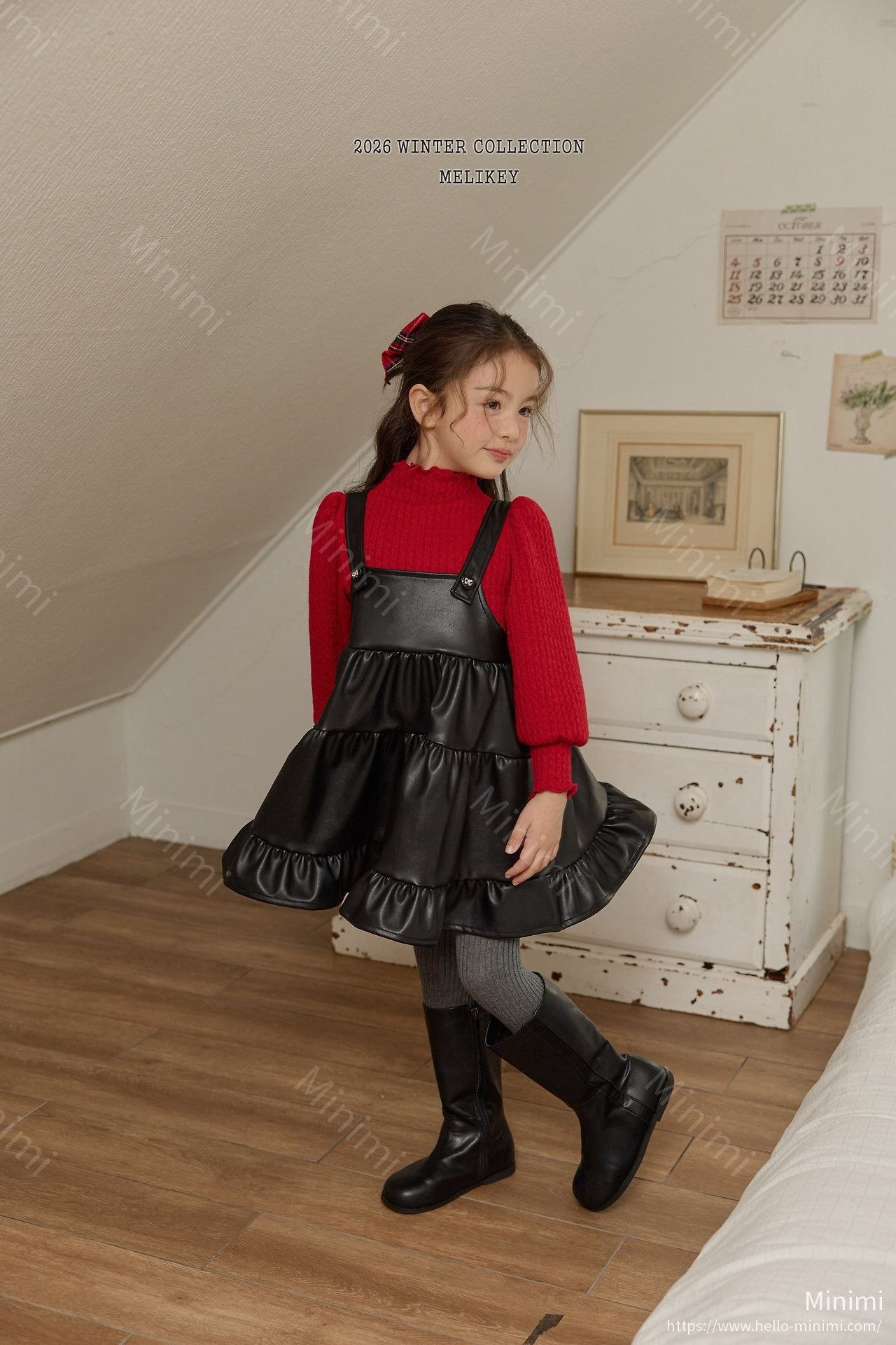 Melikey Chic Leather Tiered Dress 細節圖 1