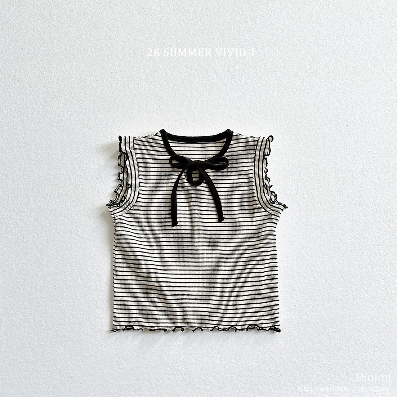 VIVID-I Ribbon Hole Striped Sleeveless Top 細節圖 2