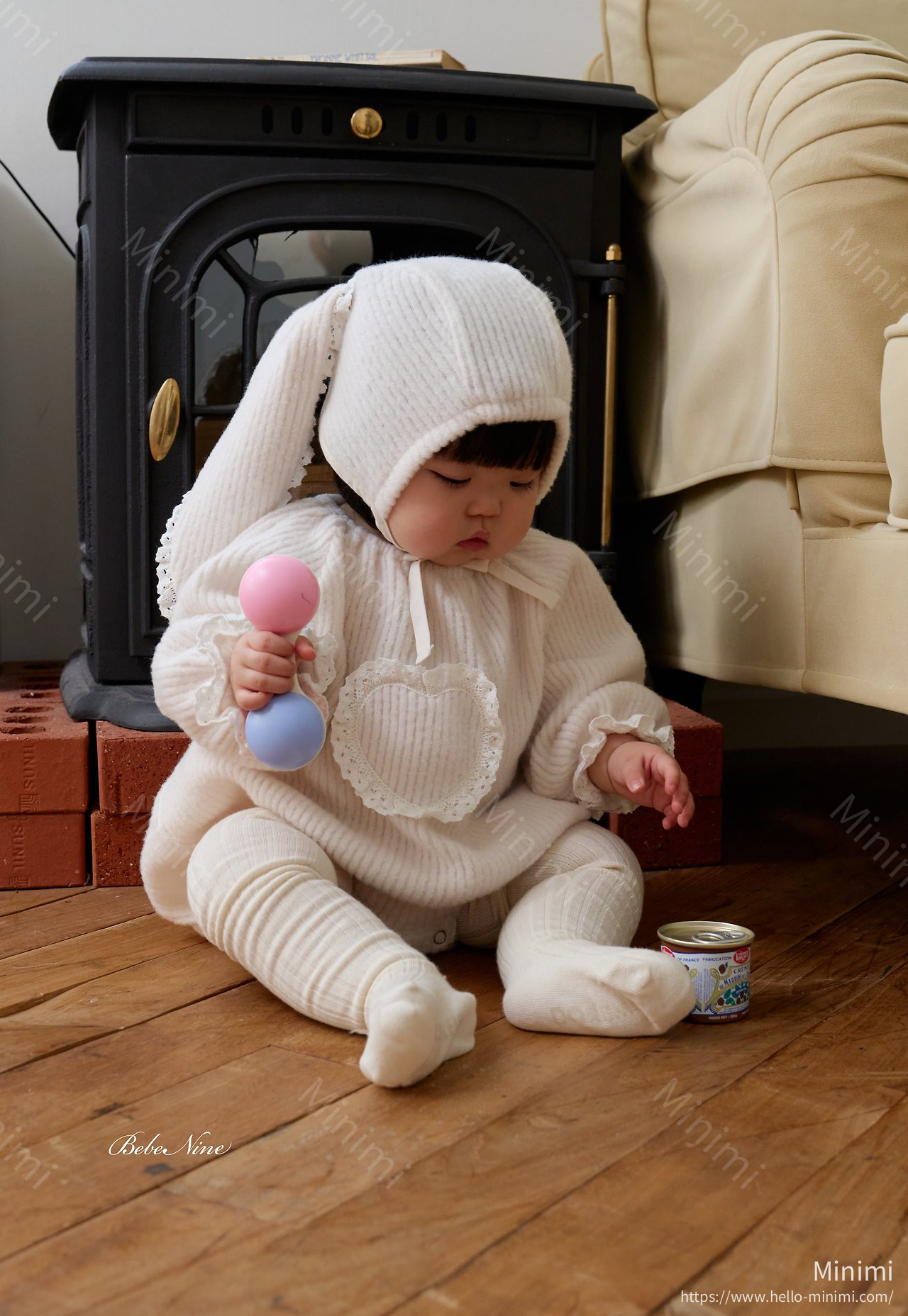 bebe nine Heart Brushed-Lining Frill Romper 細節圖 3