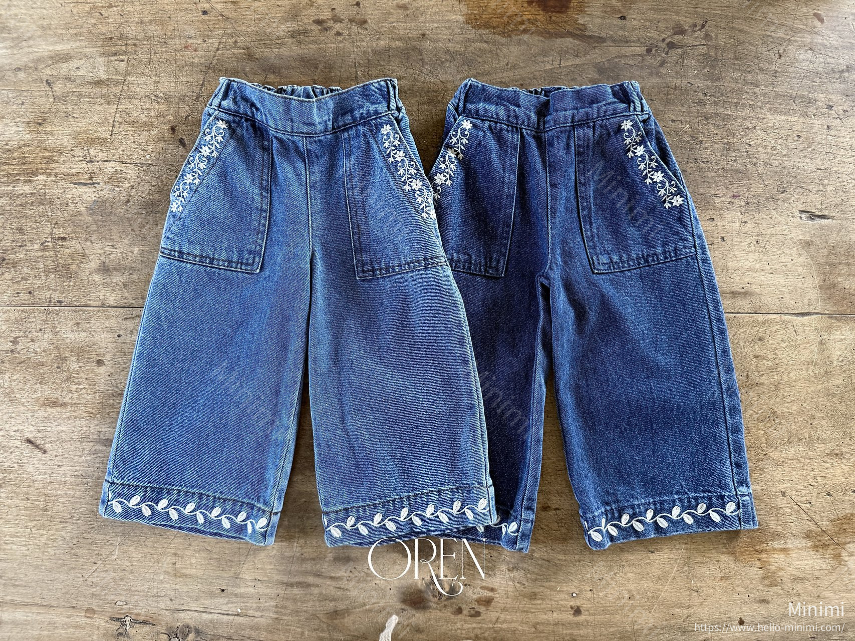 Oren Maple Embroidered Denim Pants 韓國童裝現貨