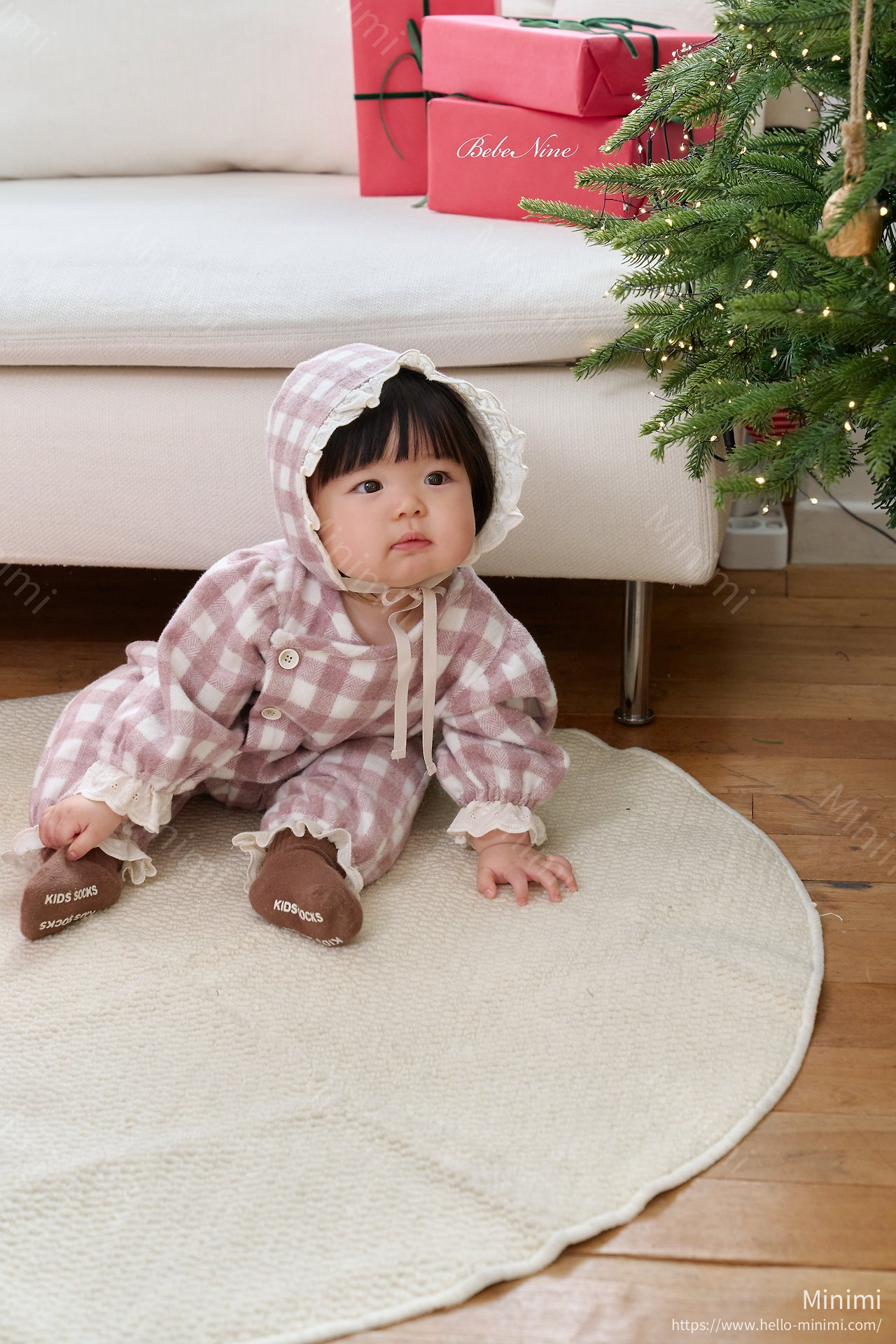 bebe nine Loopy Check Bonnet 細節圖 3