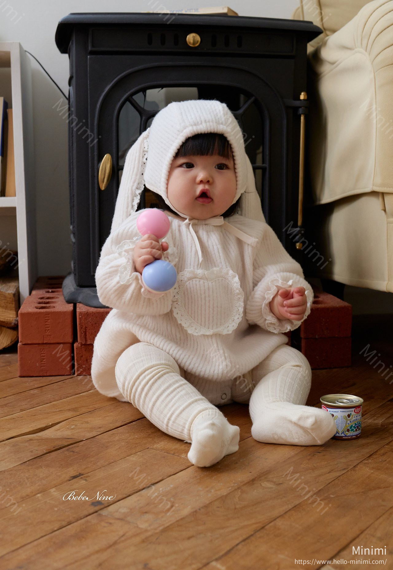 bebe nine Heart Brushed-Lining Frill Romper 細節圖 4
