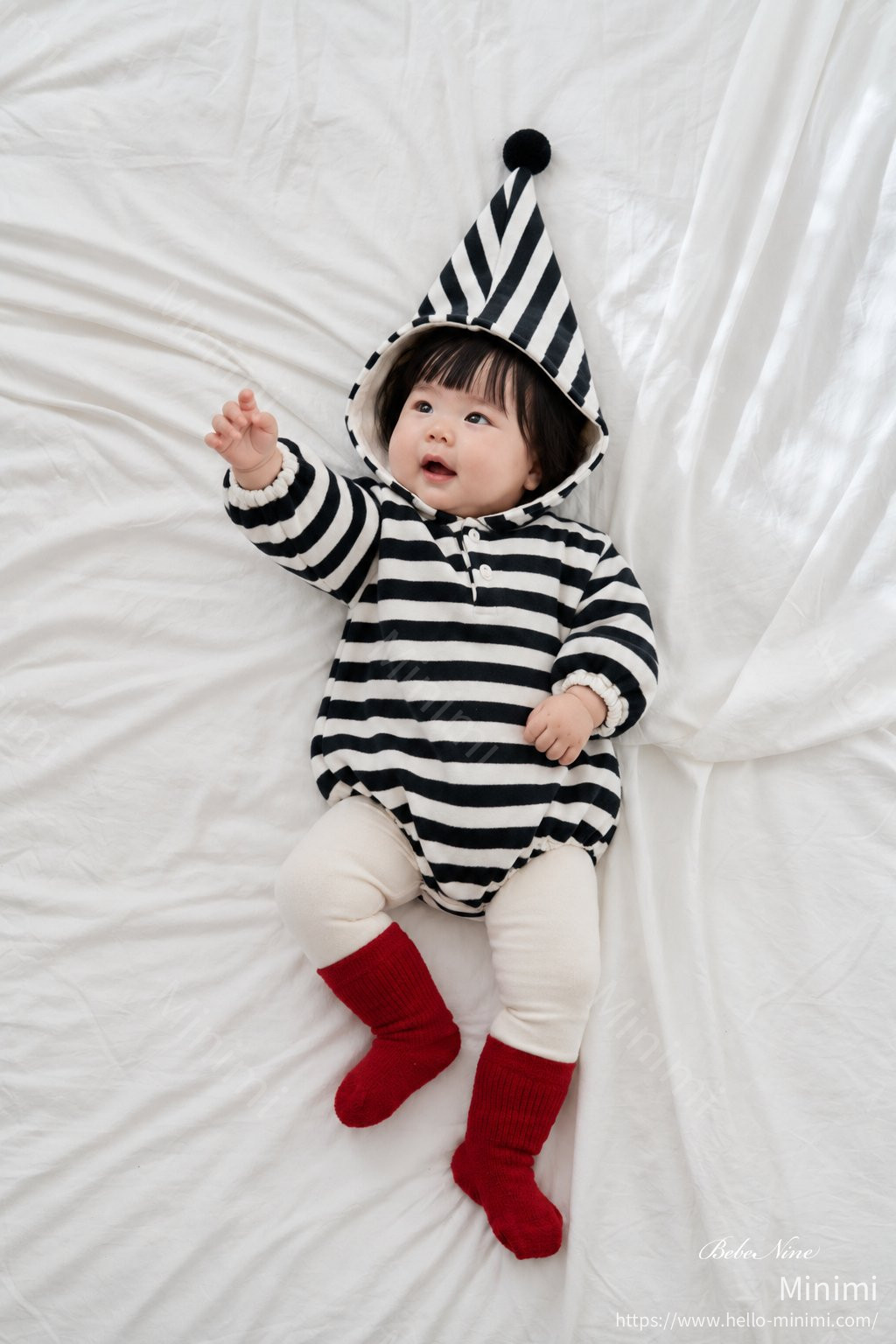 bebe nine Pointed-Hood Striped Romper 細節圖 14