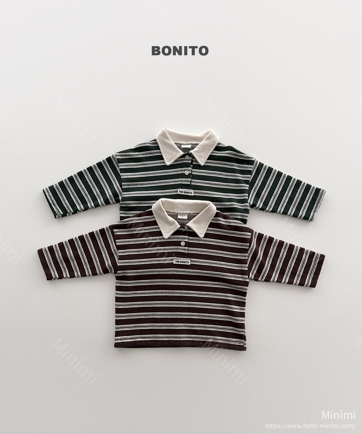 BONITO Stripe Choco Collar Tee - 韓國童裝代購主圖