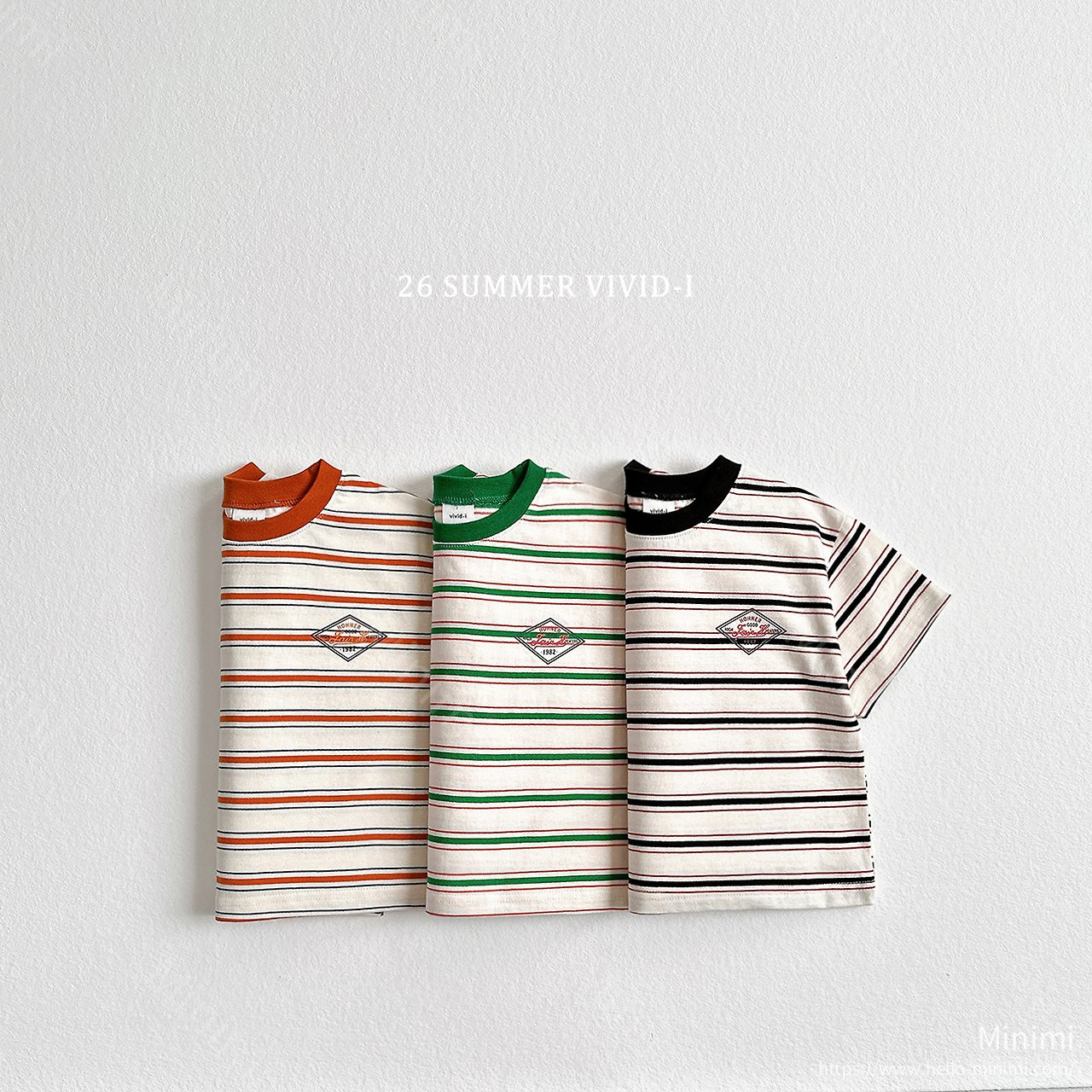 VIVID-I Diamond Logo Striped T-Shirt 細節圖 1
