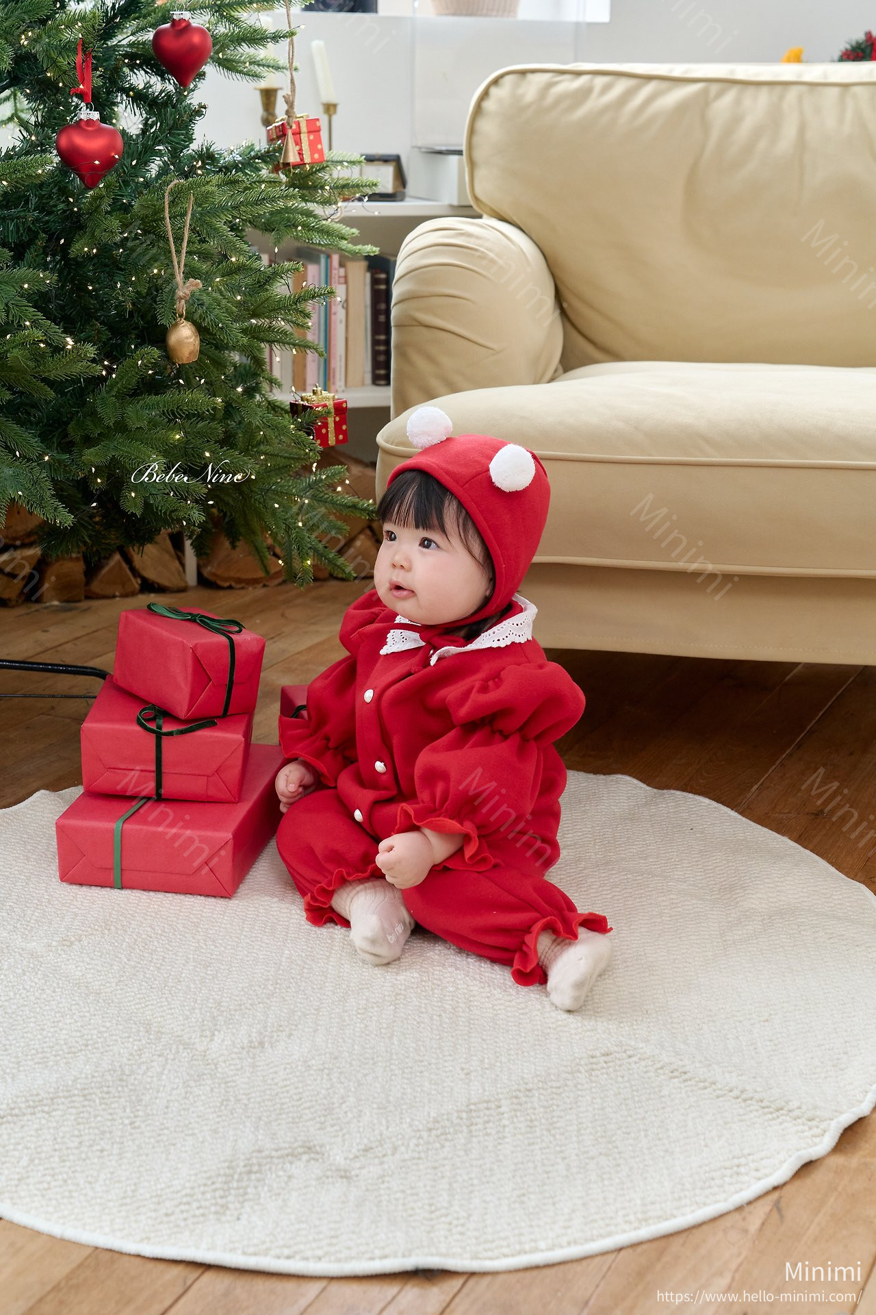 bebe nine Puff-Sleeve Lace Romper 細節圖 5