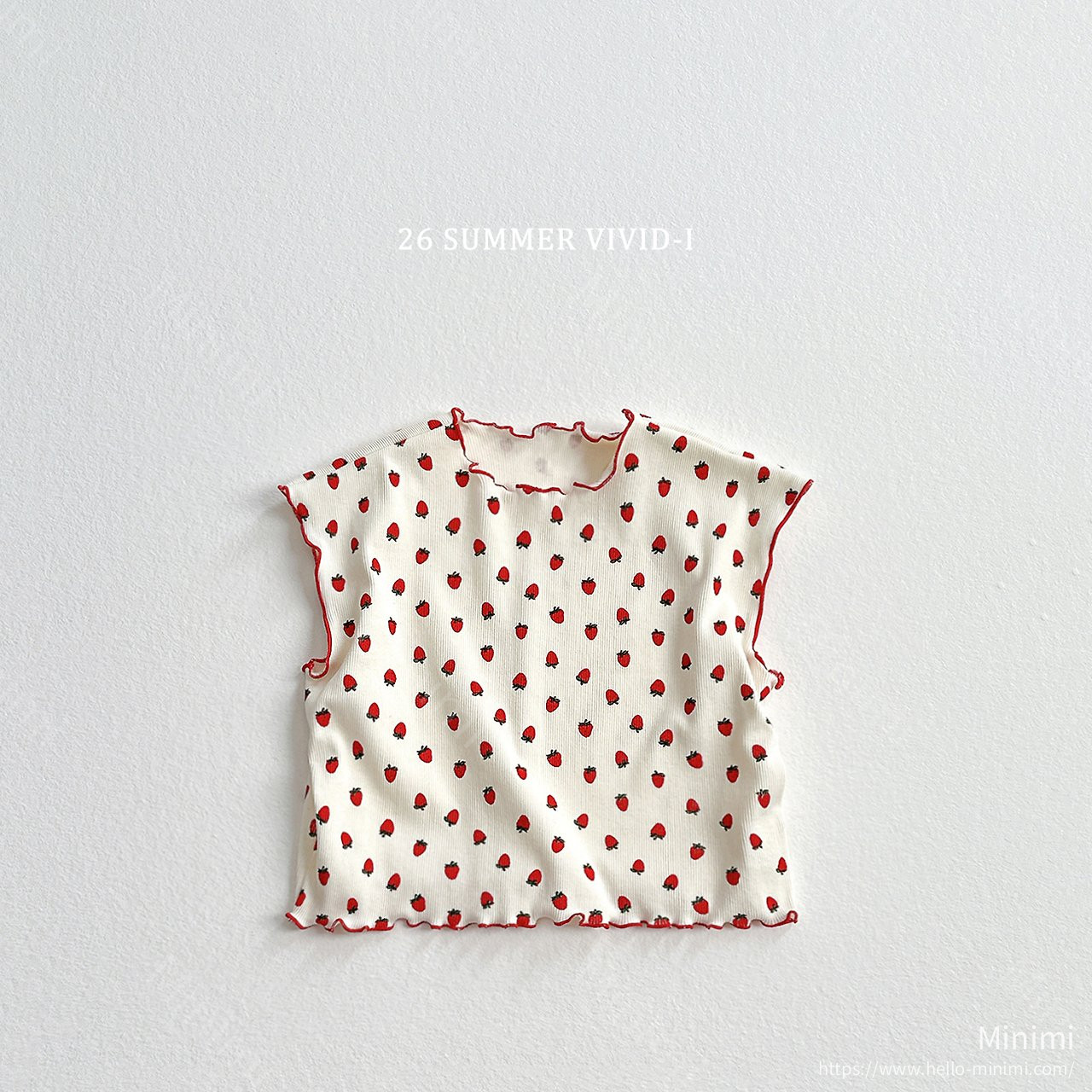 VIVID-I Strawberry Dot Fluted T-Shirt 細節圖 1