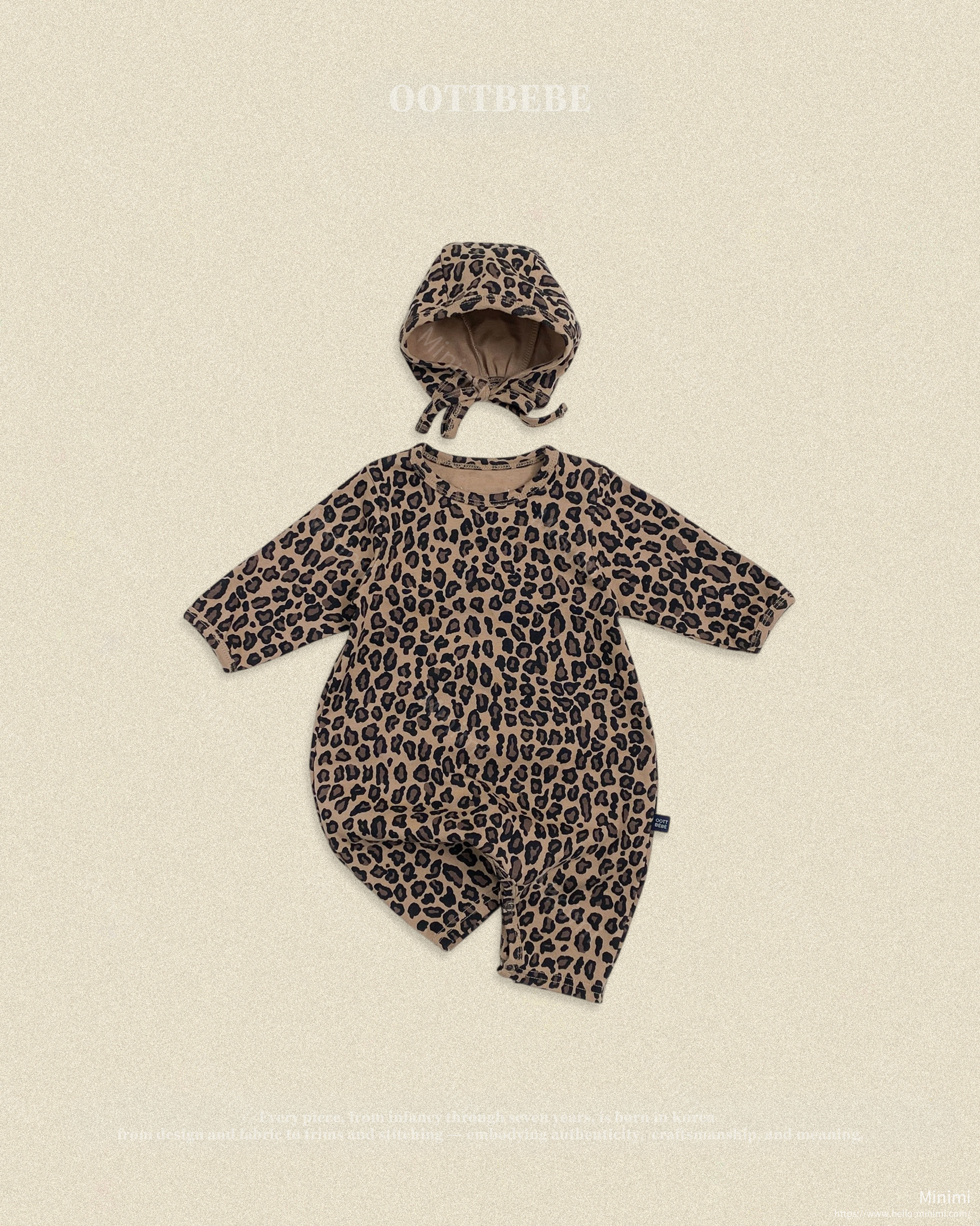 oott bebe Little Leopard Full Bodysuit + Bonnet Set 細節圖 4