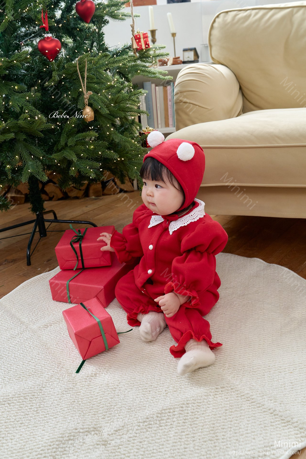 bebe nine Puff-Sleeve Lace Romper 細節圖 7