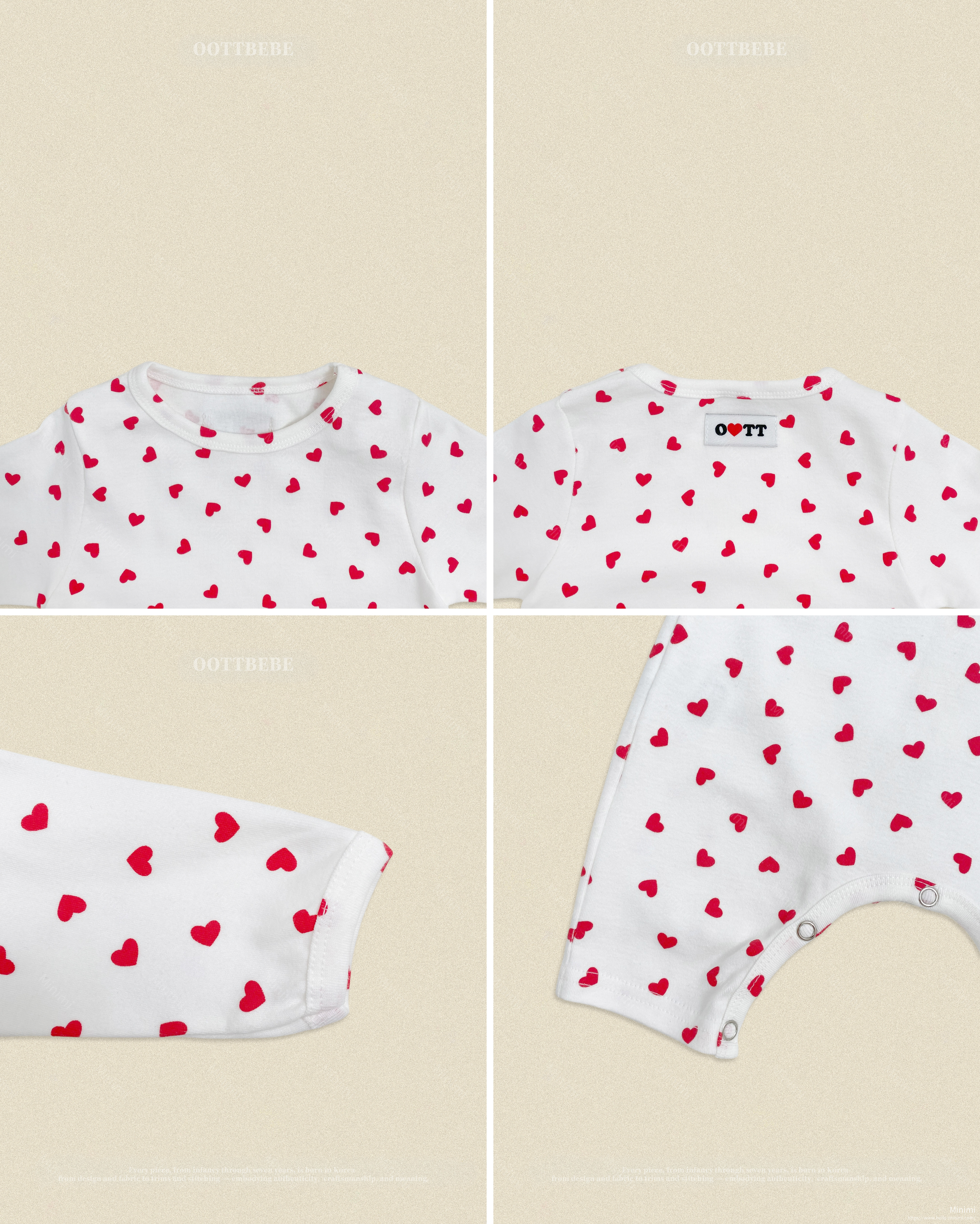 oott bebe Petite Heart Full Bodysuit + Bonnet Set 細節圖 8