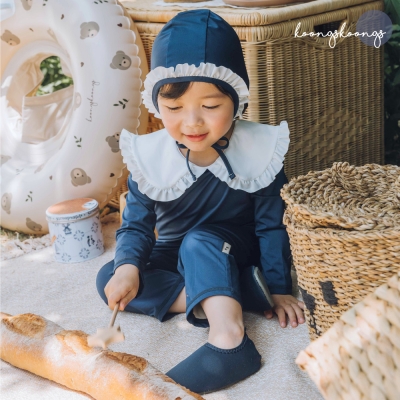 [UPF50+] Koongs Koongs [All-in-One] Chouette (Navy) Rash Guard Set