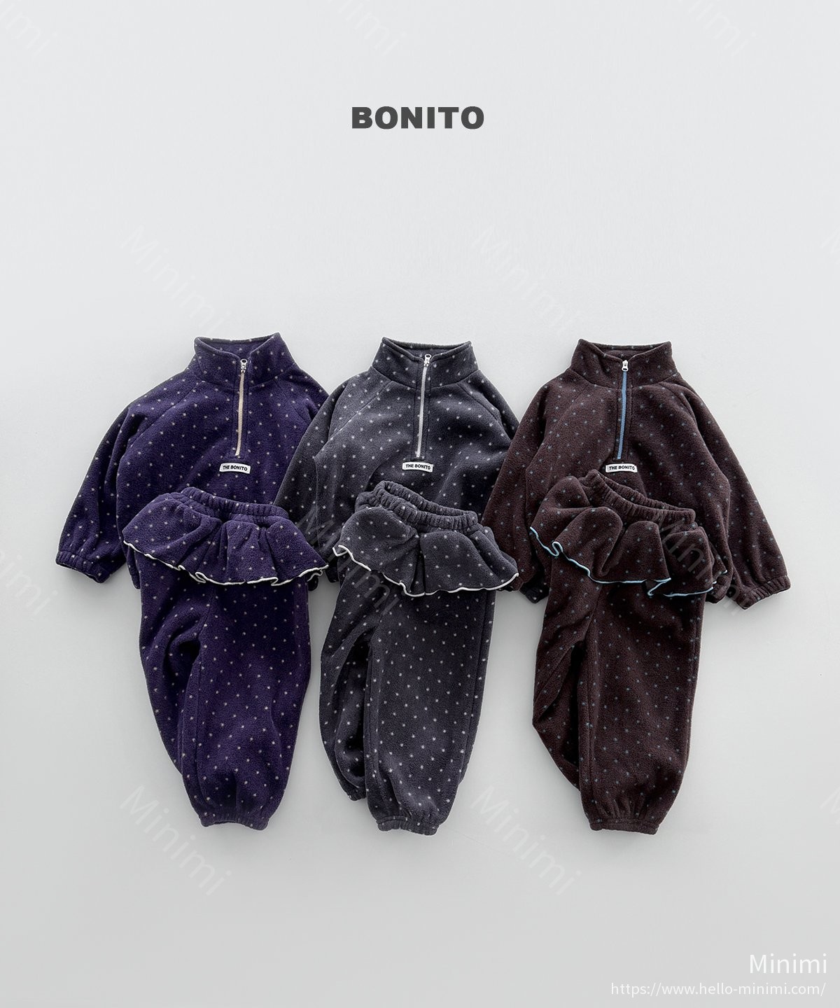 BONITO Dot Frill Half-Zip Set 韓國童裝現貨