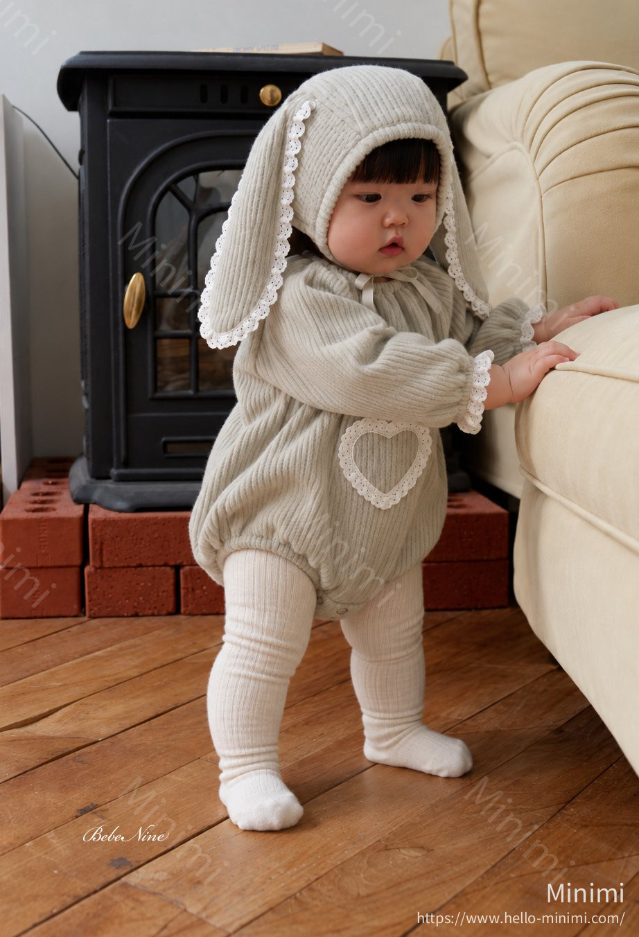 bebe nine Heart Brushed-Lining Frill Romper 細節圖 15
