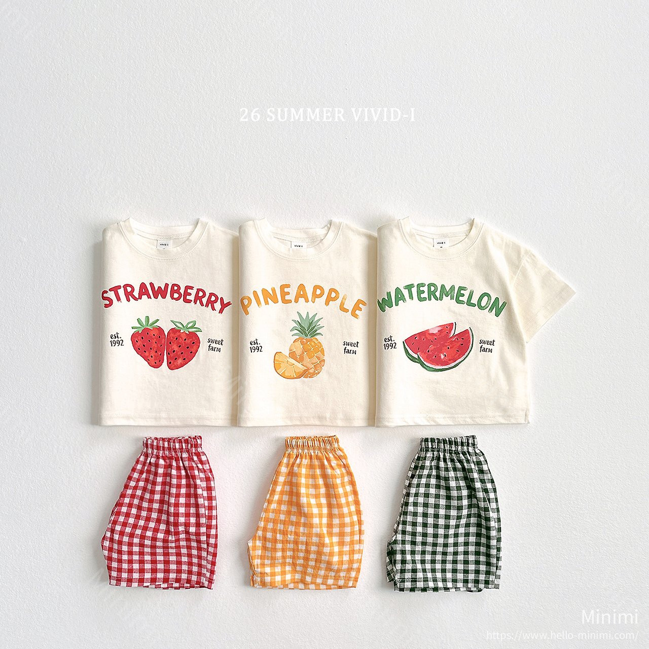 VIVID-I Check Fruit Set - 韓國童裝代購主圖