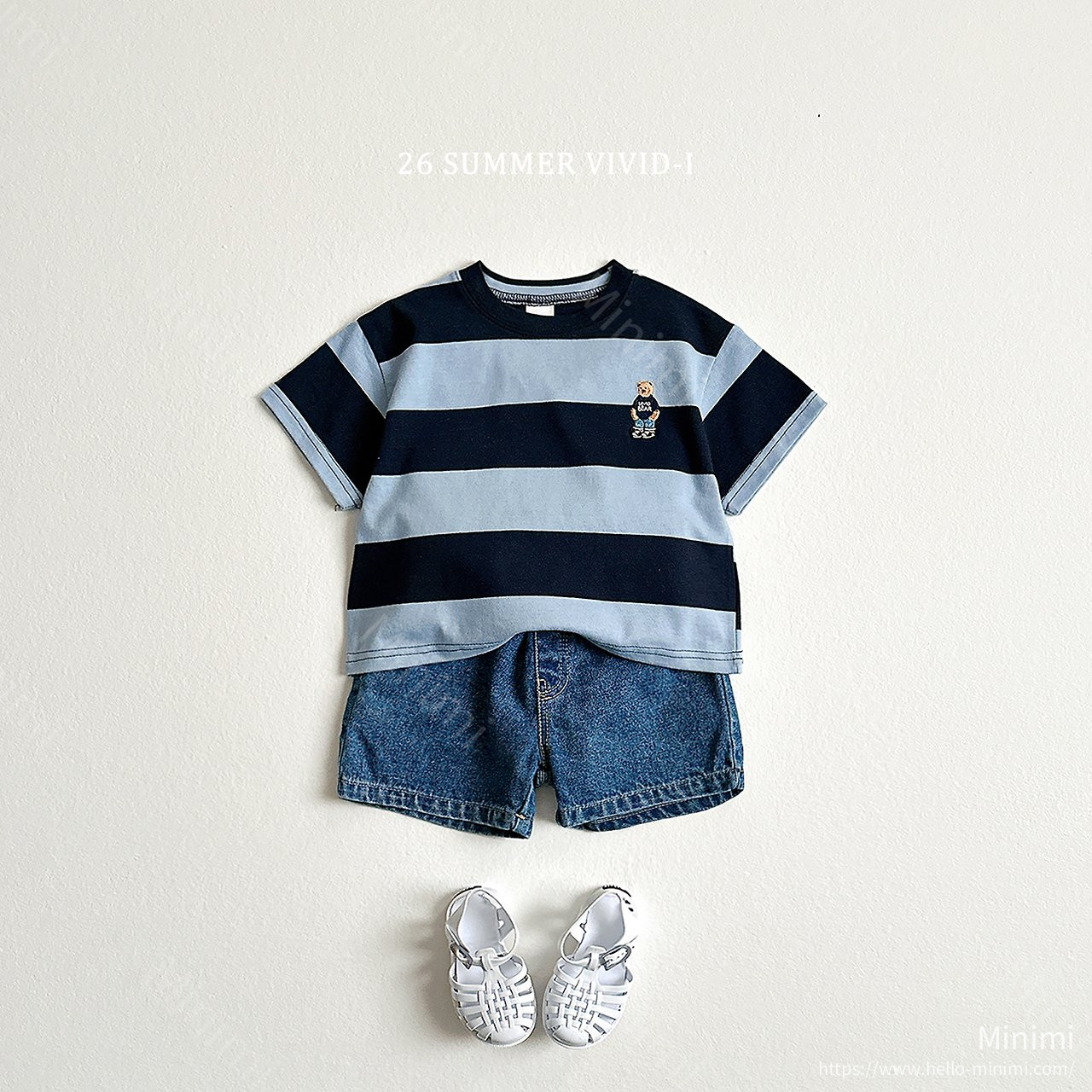 VIVID-I Thick Stripe Bear Embroidery T-Shirt 細節圖 19