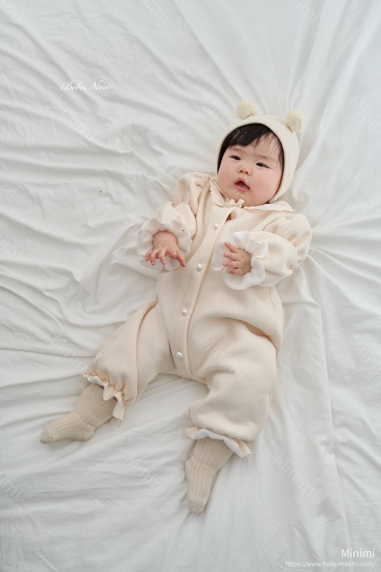 bebe nine Puff-Sleeve Lace Romper 細節圖 12
