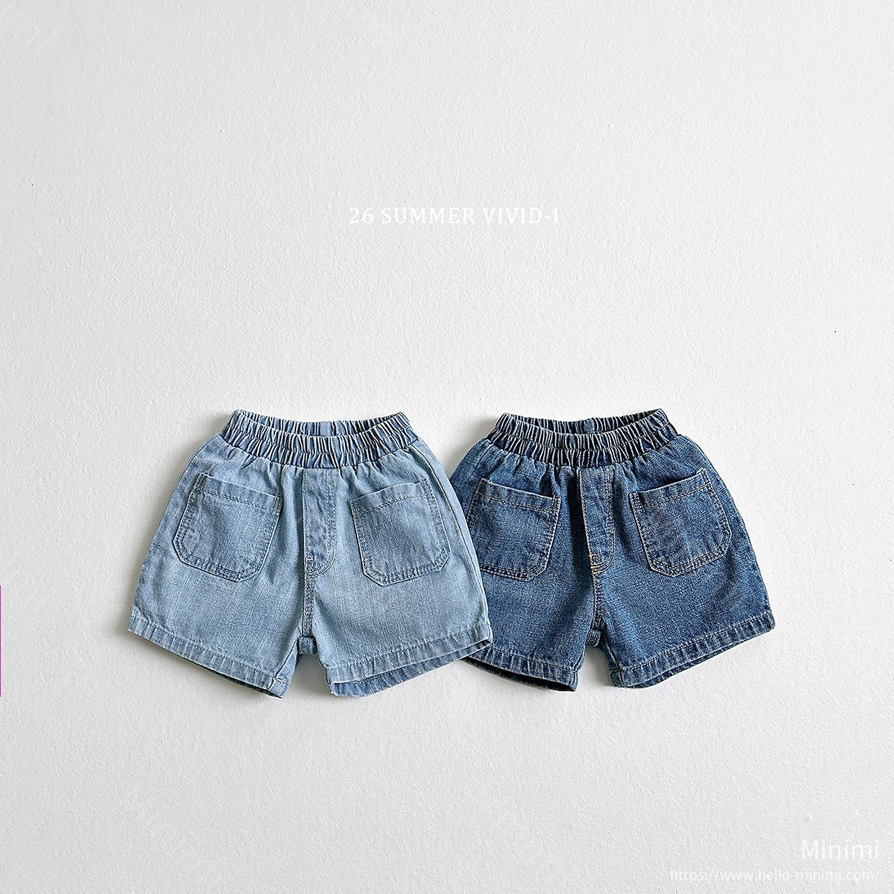VIVID-I Slub Pocket Denim Shorts - 韓國童裝代購主圖