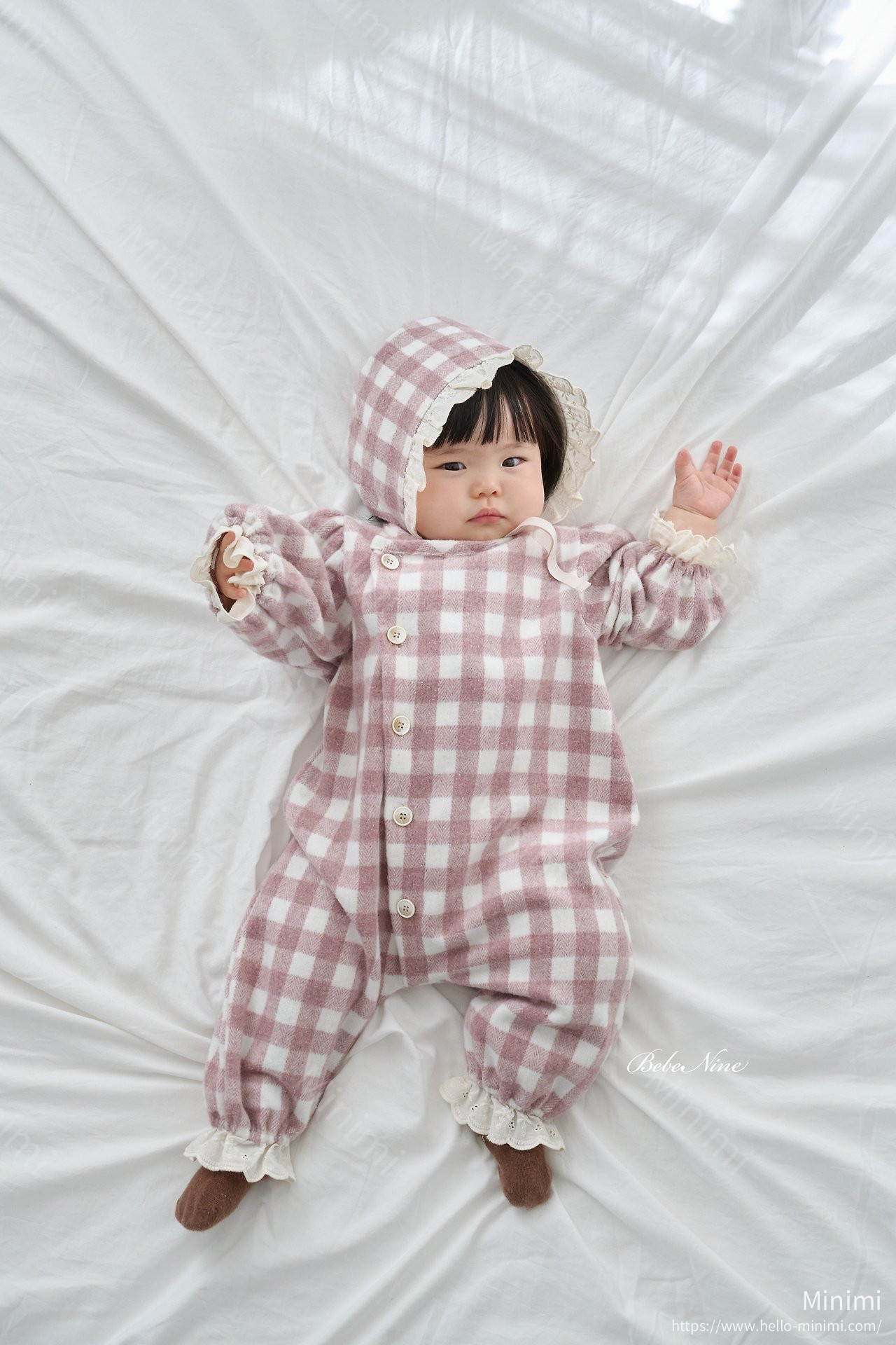 bebe nine Loopy Check Bonnet 細節圖 12
