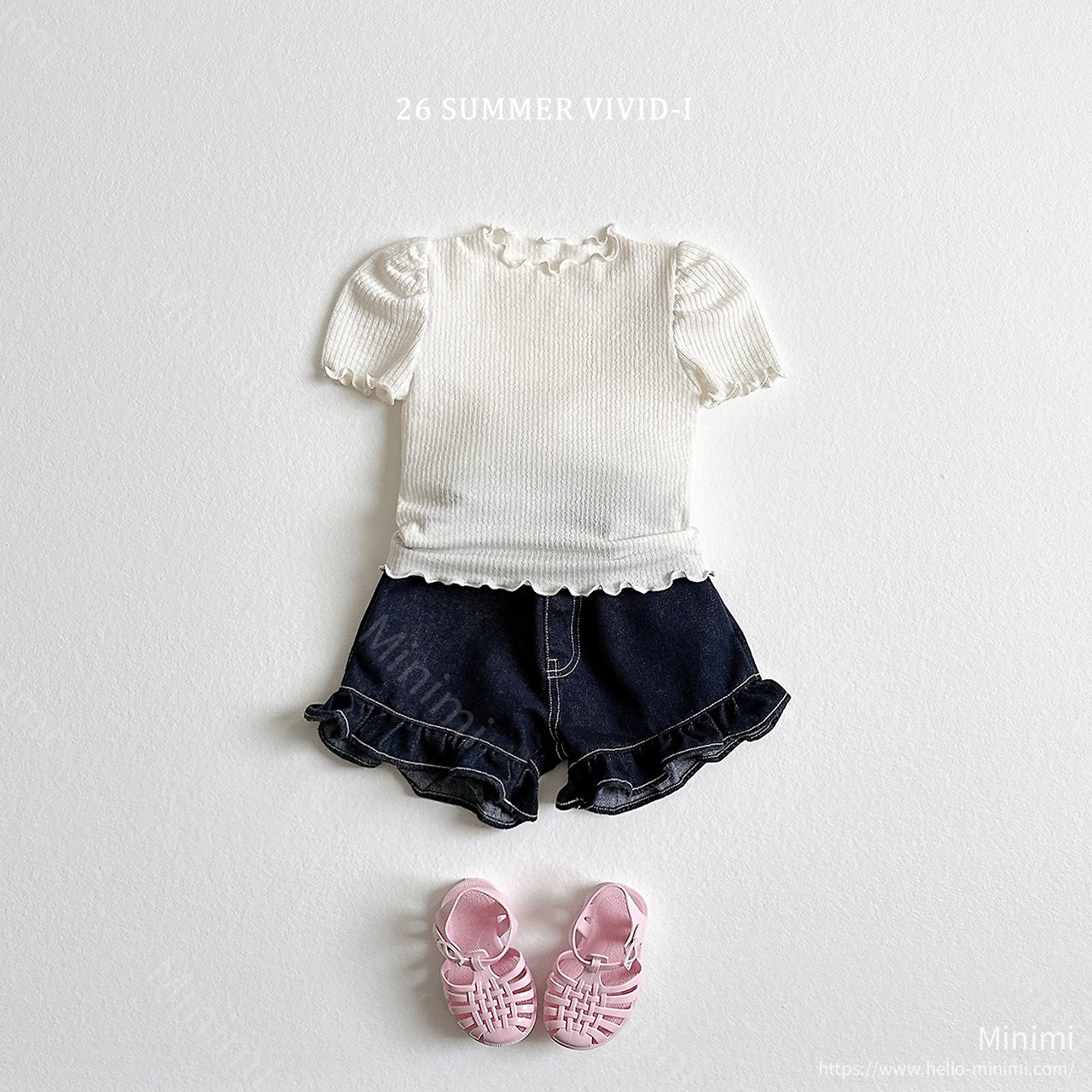 VIVID-I Ruffle Non-fade Denim Shorts 細節圖 14