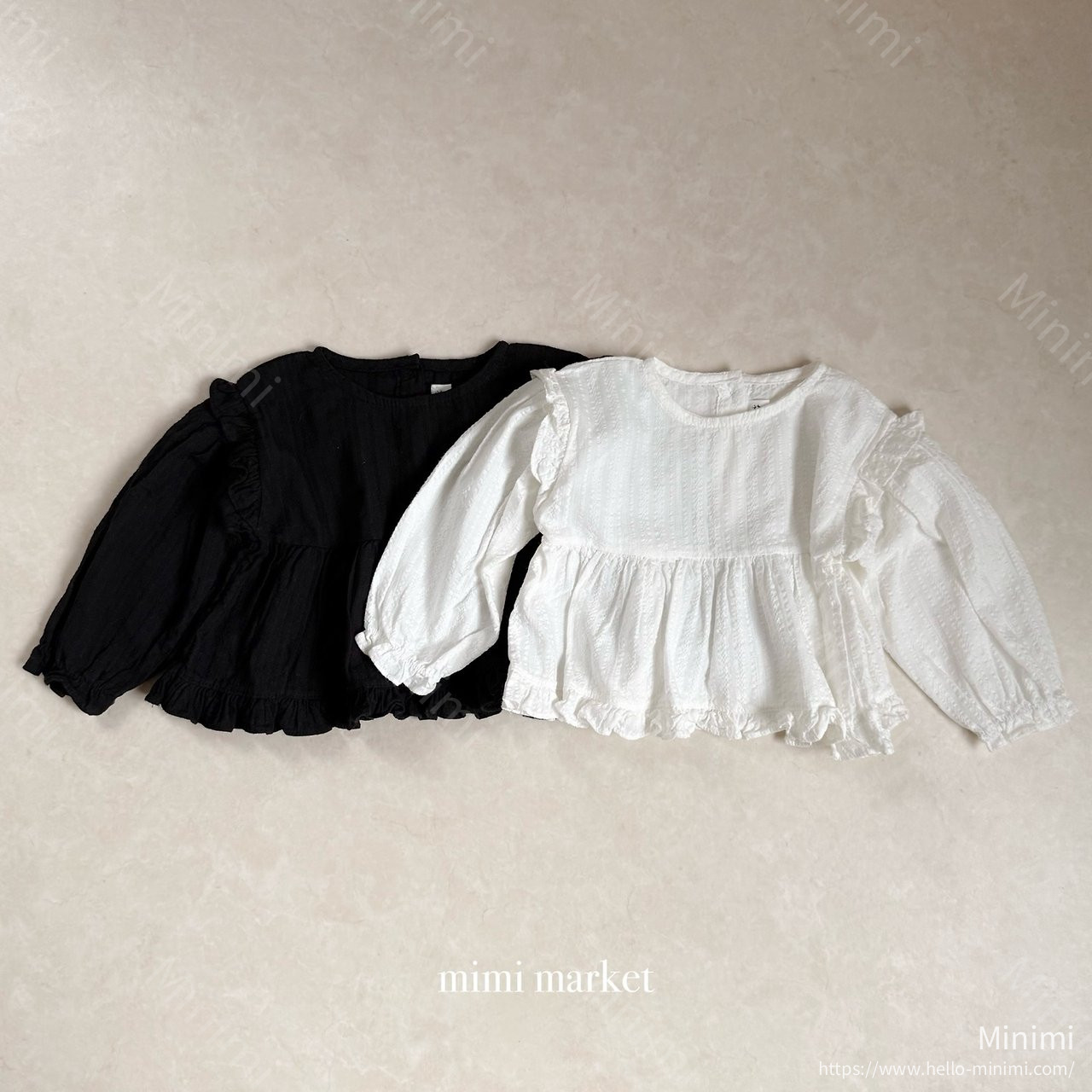 mimi-market Shoulder Frill Blouse - 韓國童裝代購主圖