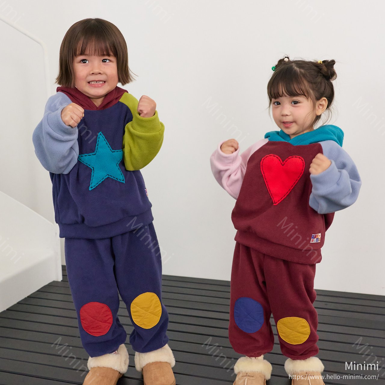 1st BLUE Embroidered Fleece Hoodie 韓國童裝現貨