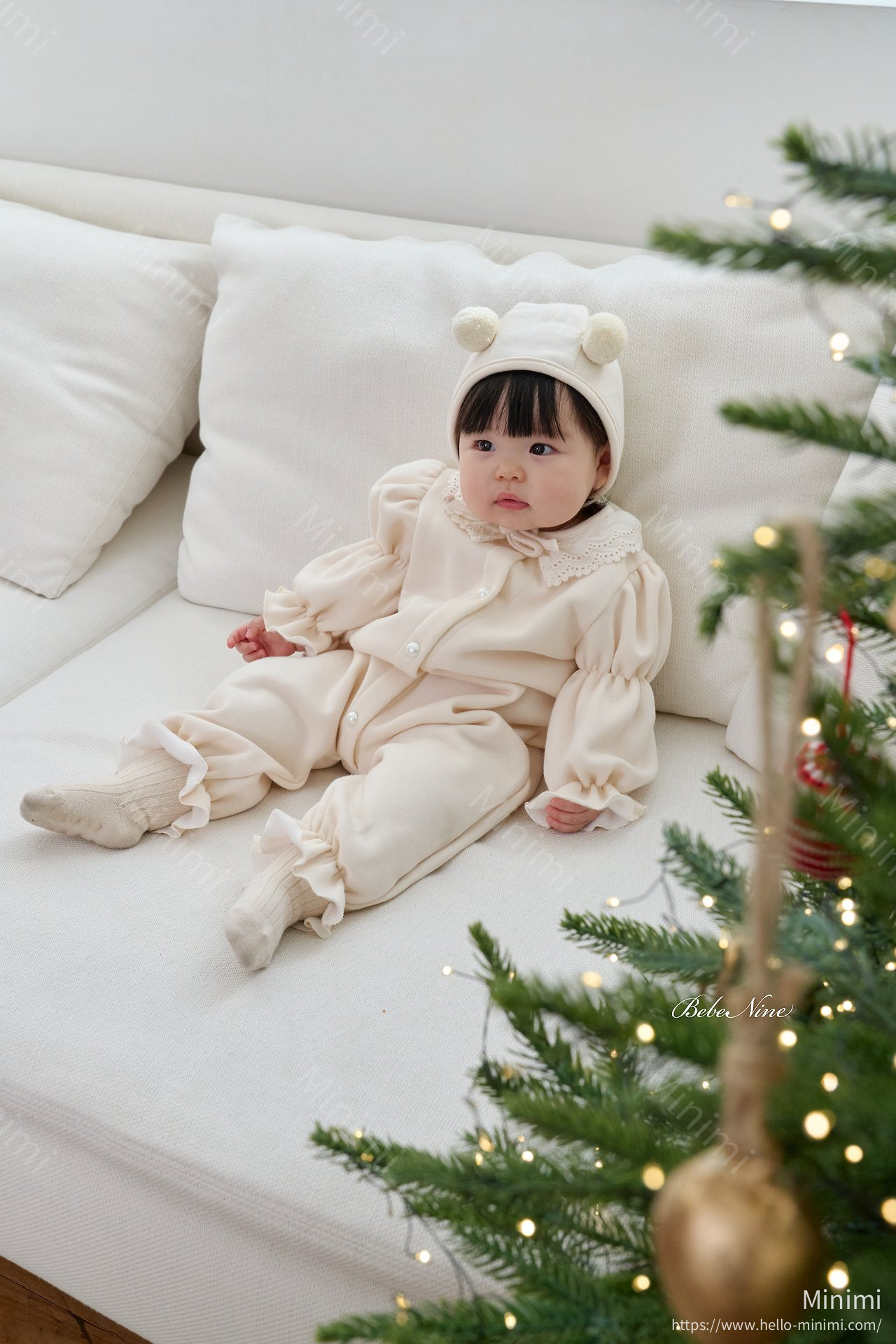 bebe nine Puff-Sleeve Lace Romper 細節圖 10