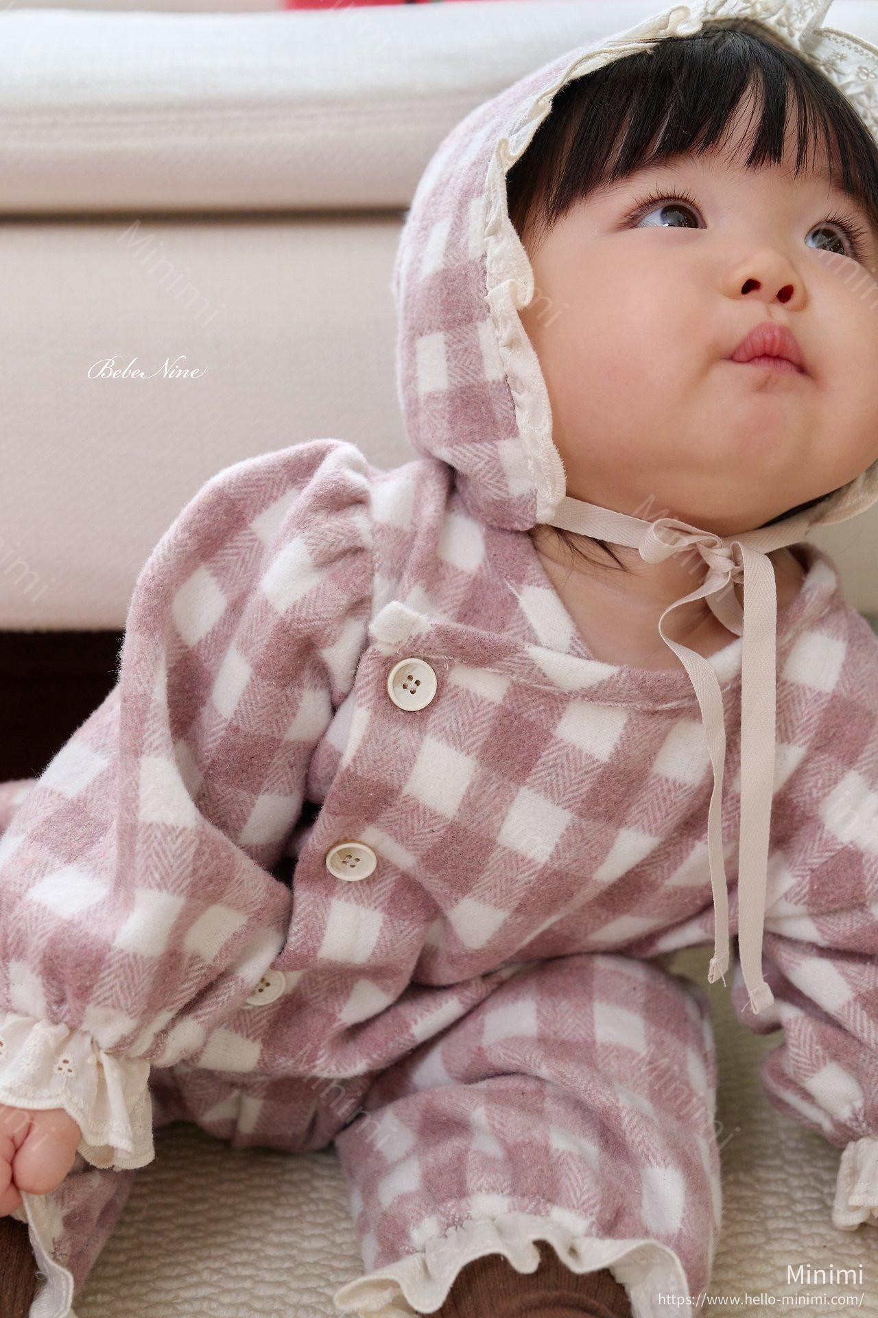 bebe nine Loopy Check Bonnet 細節圖 5