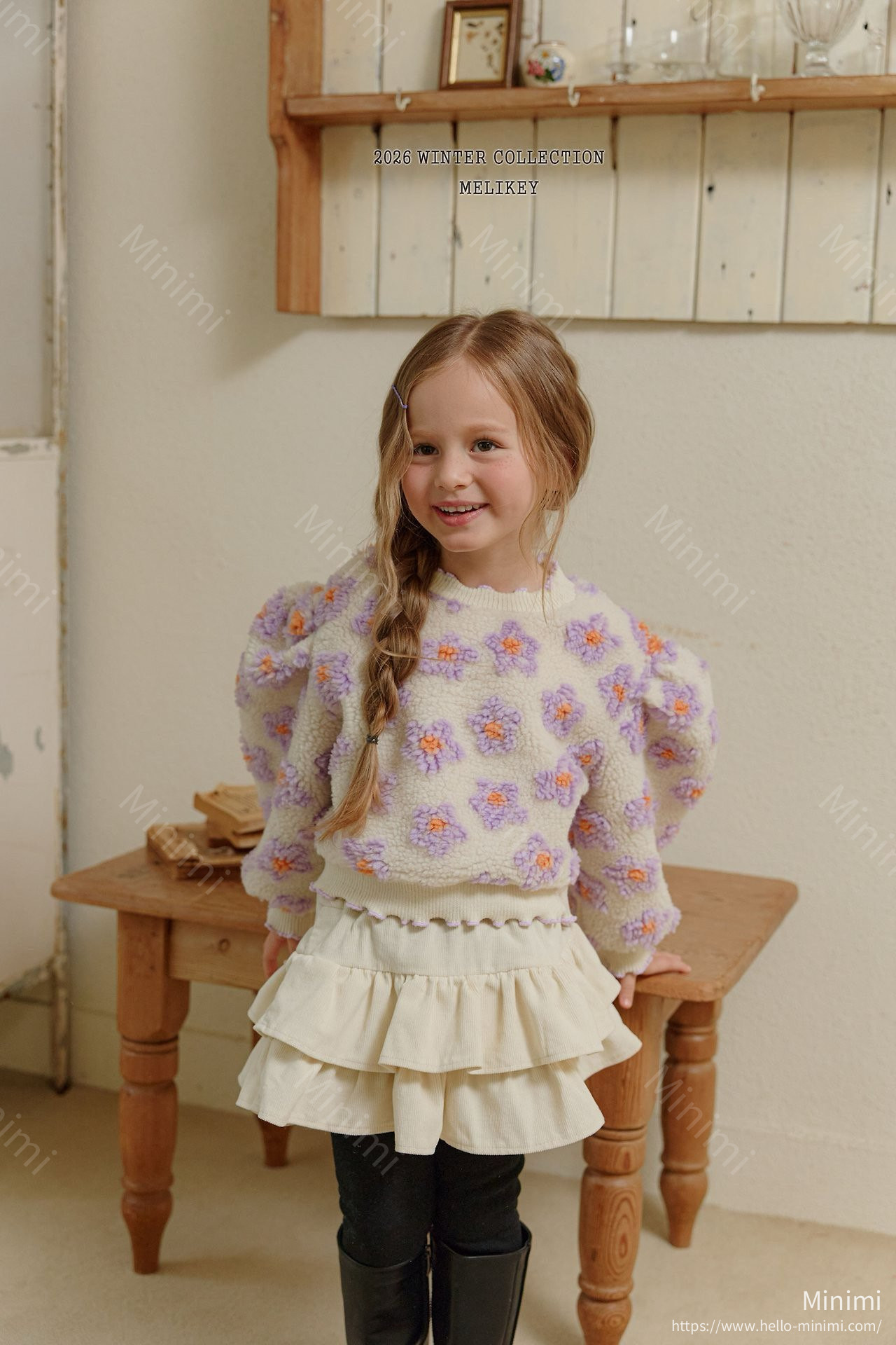 Melikey Flower Fluffy Sweatshirt 韓國童裝現貨