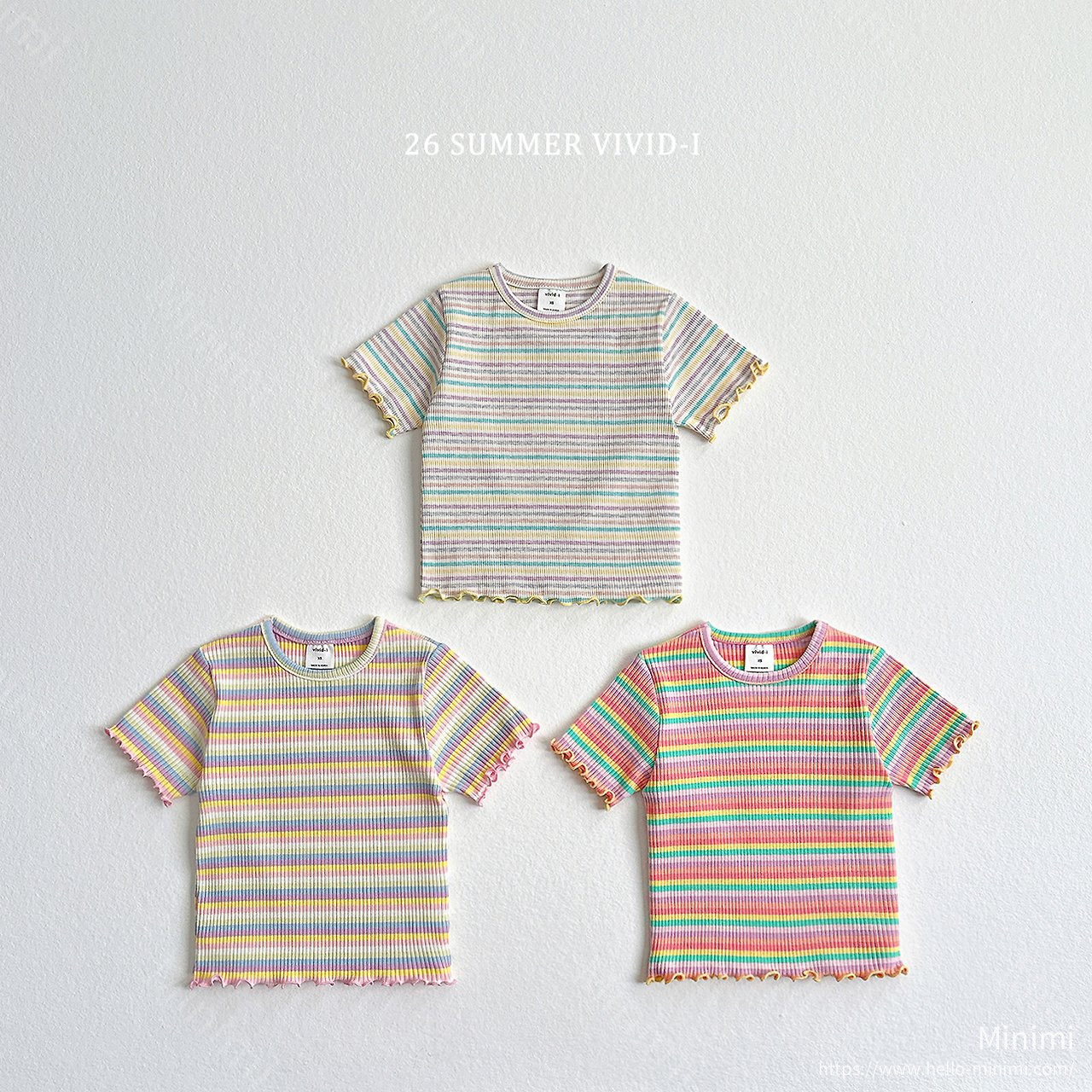 Rainbow Ribbed Fluted T-Shirt