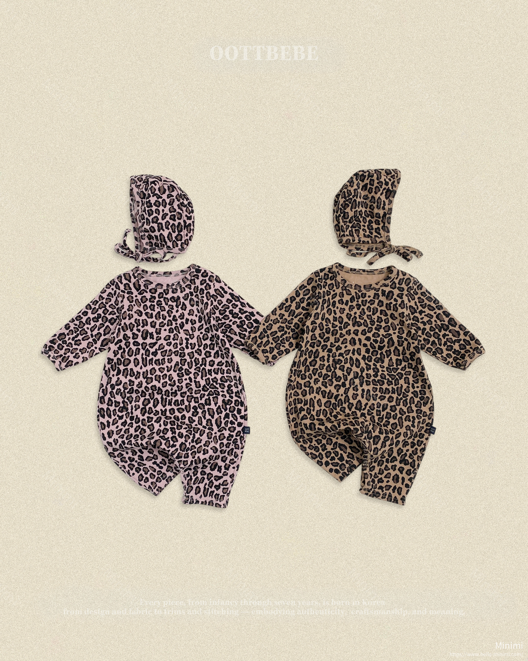 oott bebe Little Leopard Full Bodysuit + Bonnet Set - 韓國童裝代購主圖