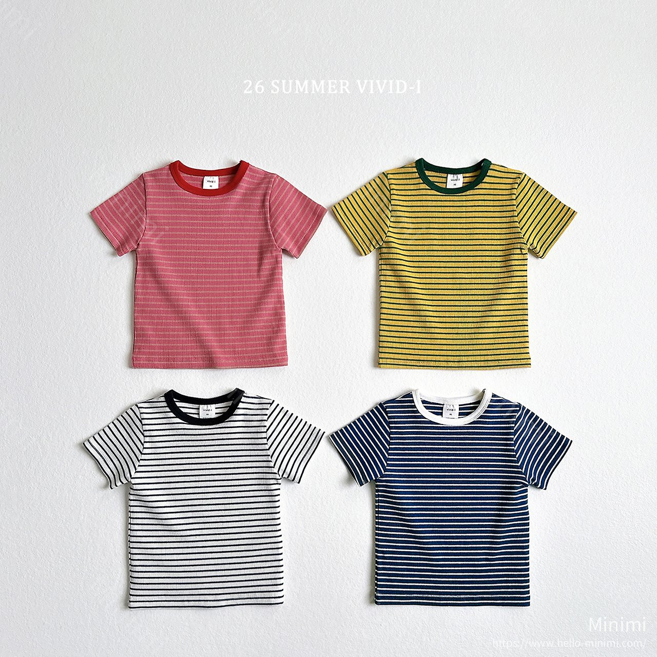 VIVID-I Striped Ribbed Bound T-Shirt - 韓國童裝代購主圖
