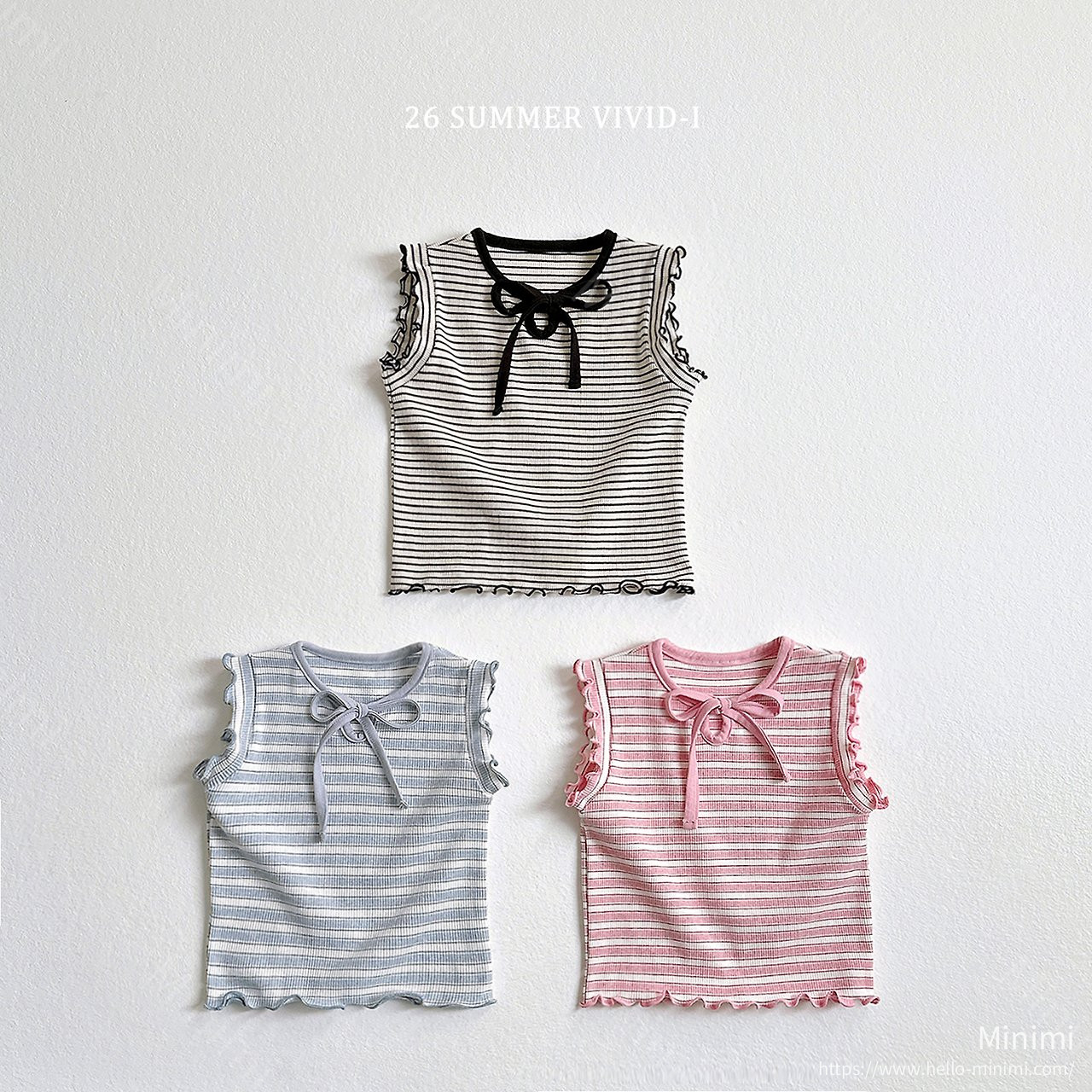 Ribbon Hole Striped Sleeveless Top