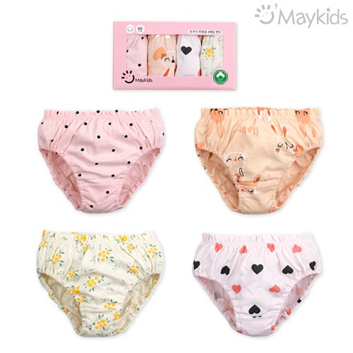 Berry Bunny Organic Girls' 4-Pack Briefs